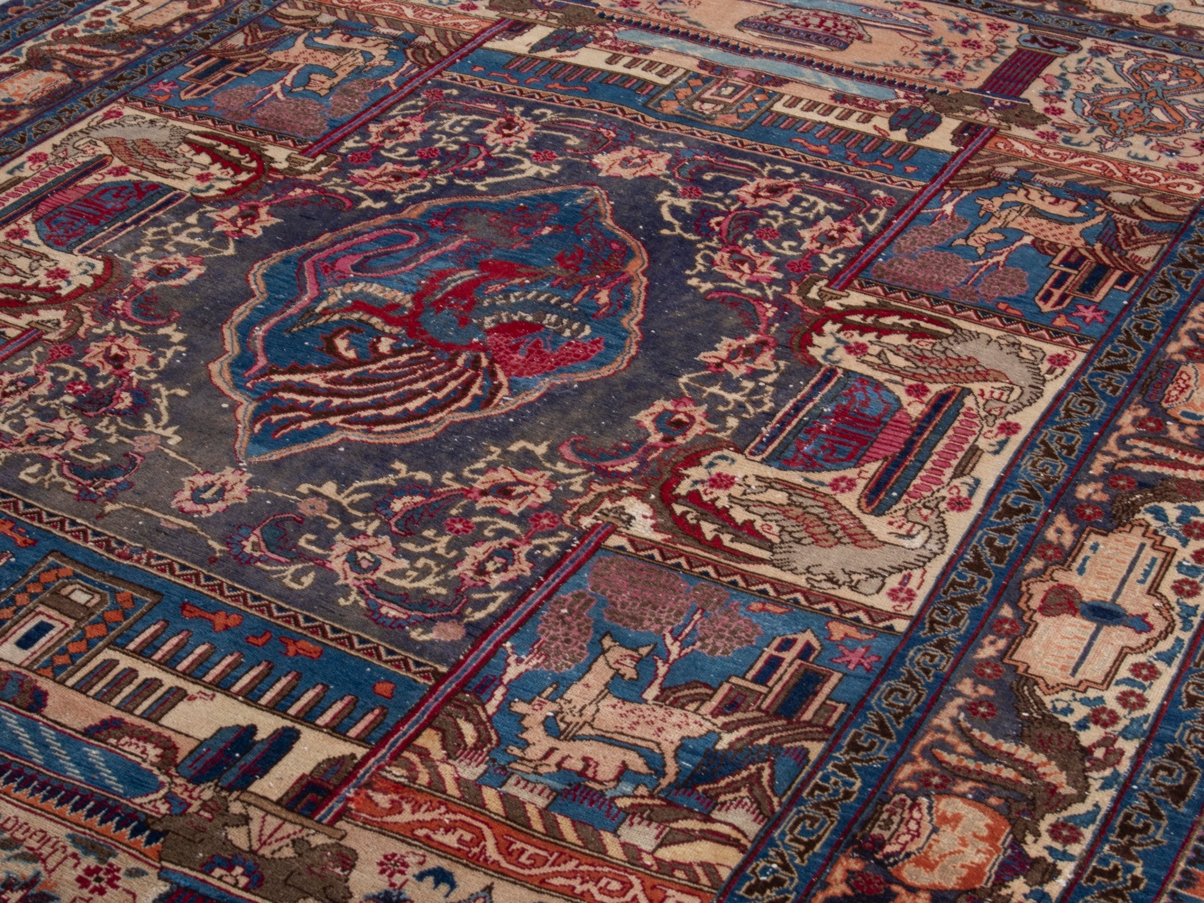 Persian Kashmar area rug in burgundy and cream, view 9 of 18
