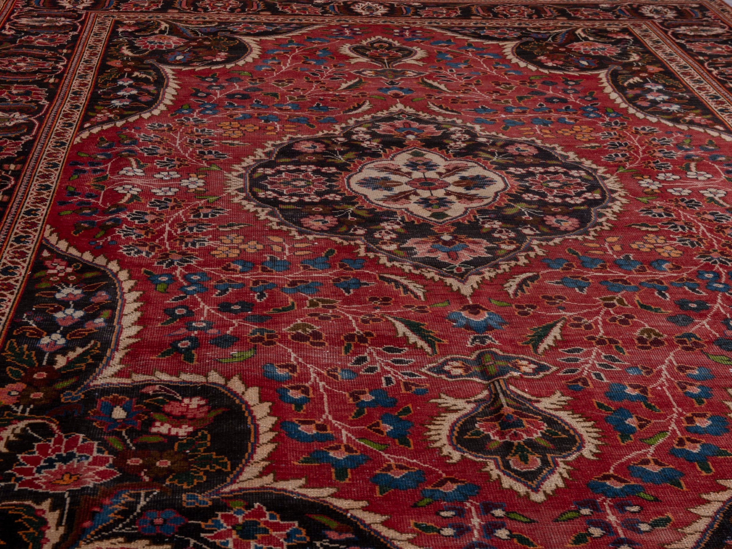 Persian Kashan oversized rug in deep red and dark brown, view 10 of 20