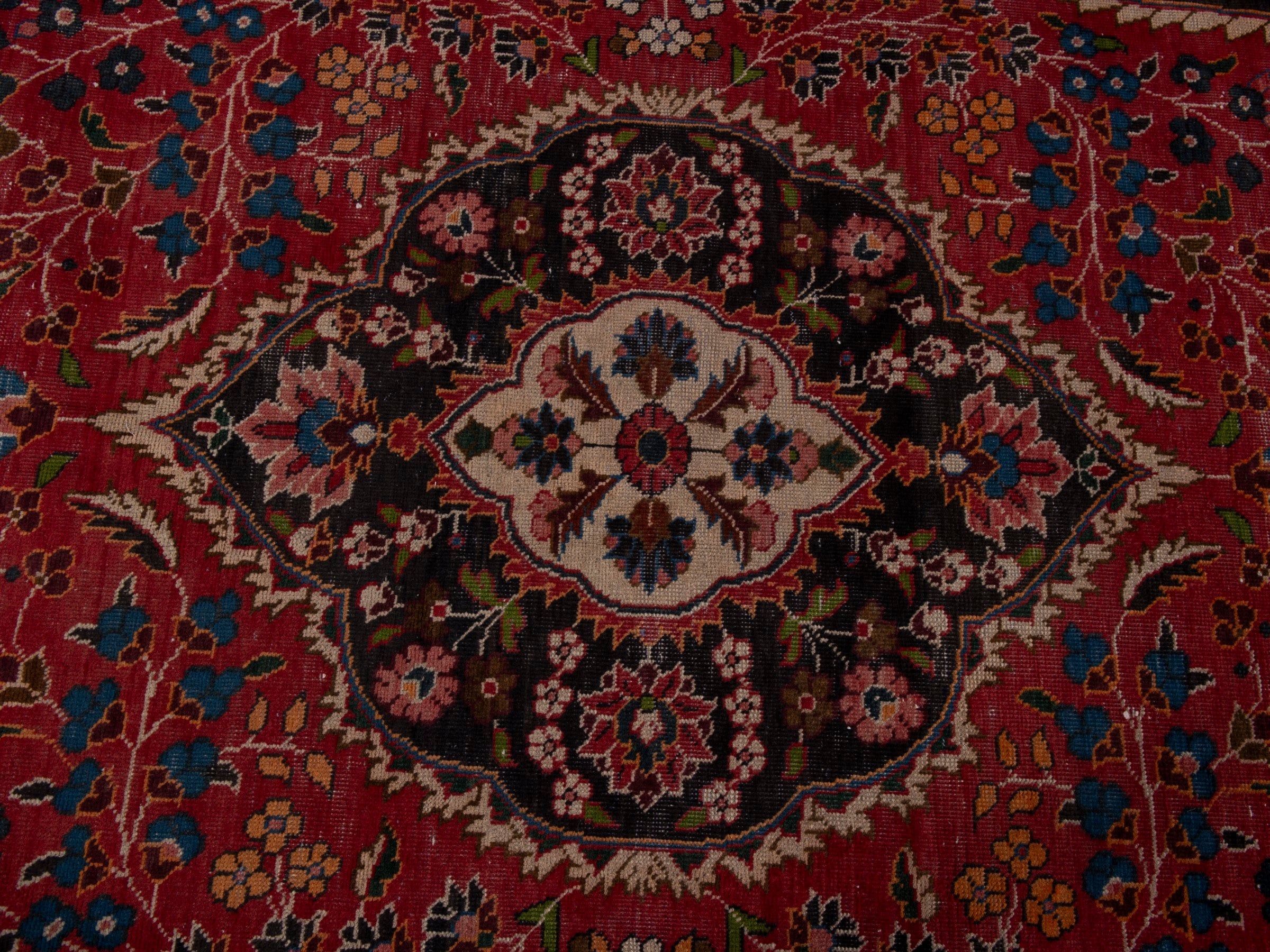 Persian Kashan oversized rug in deep red and dark brown, view 12 of 20