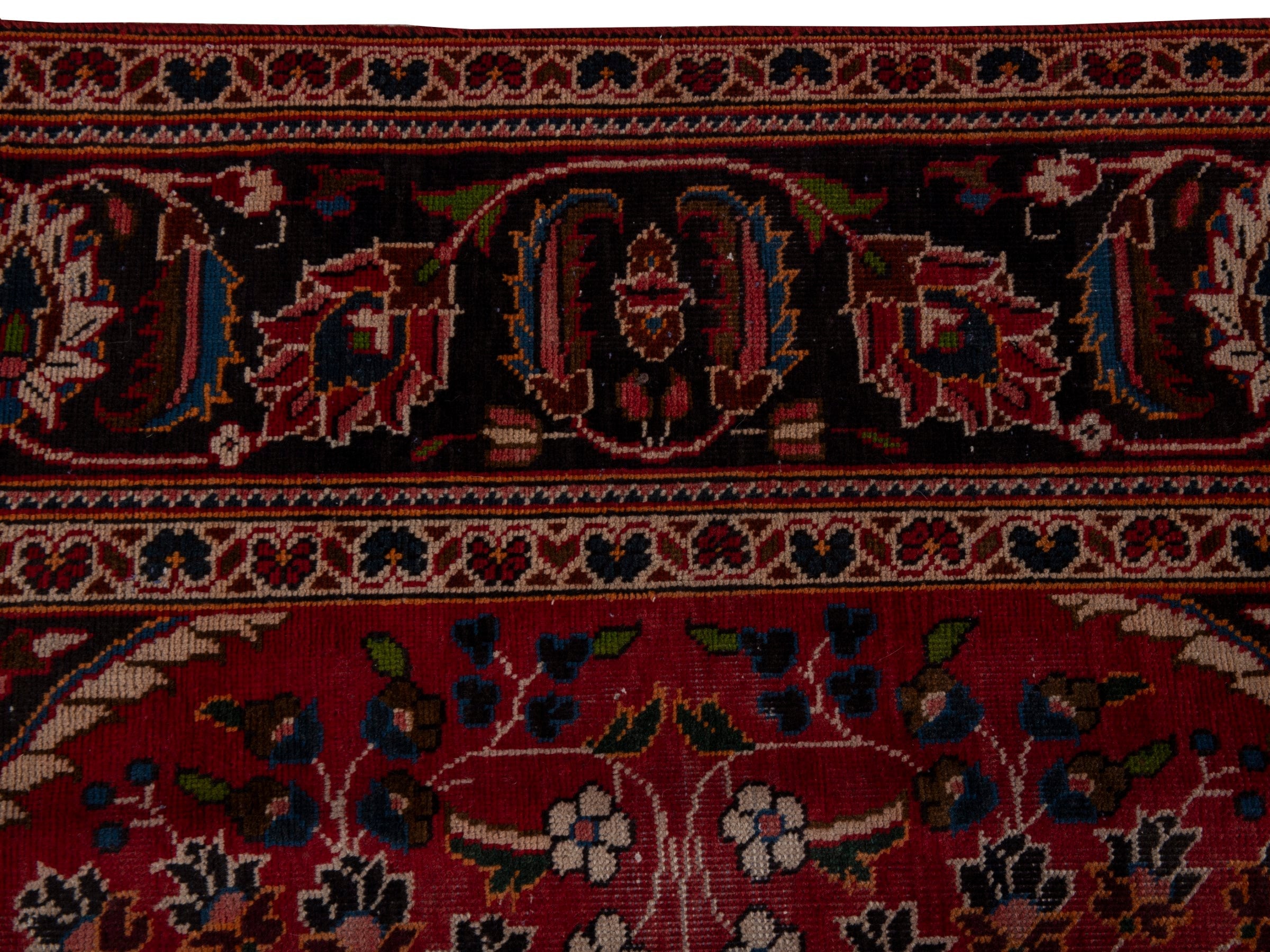 Persian Kashan oversized rug in deep red and dark brown, view 13 of 20
