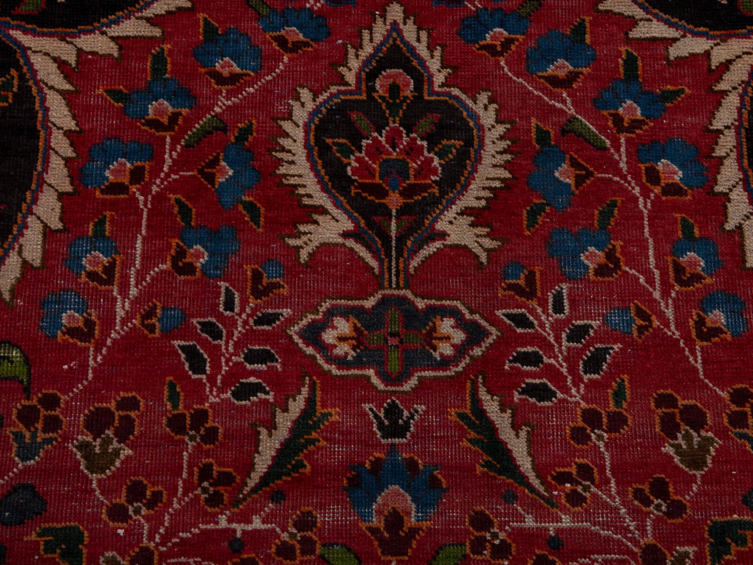 Persian Kashan oversized rug in deep red and dark brown, view 14 of 20