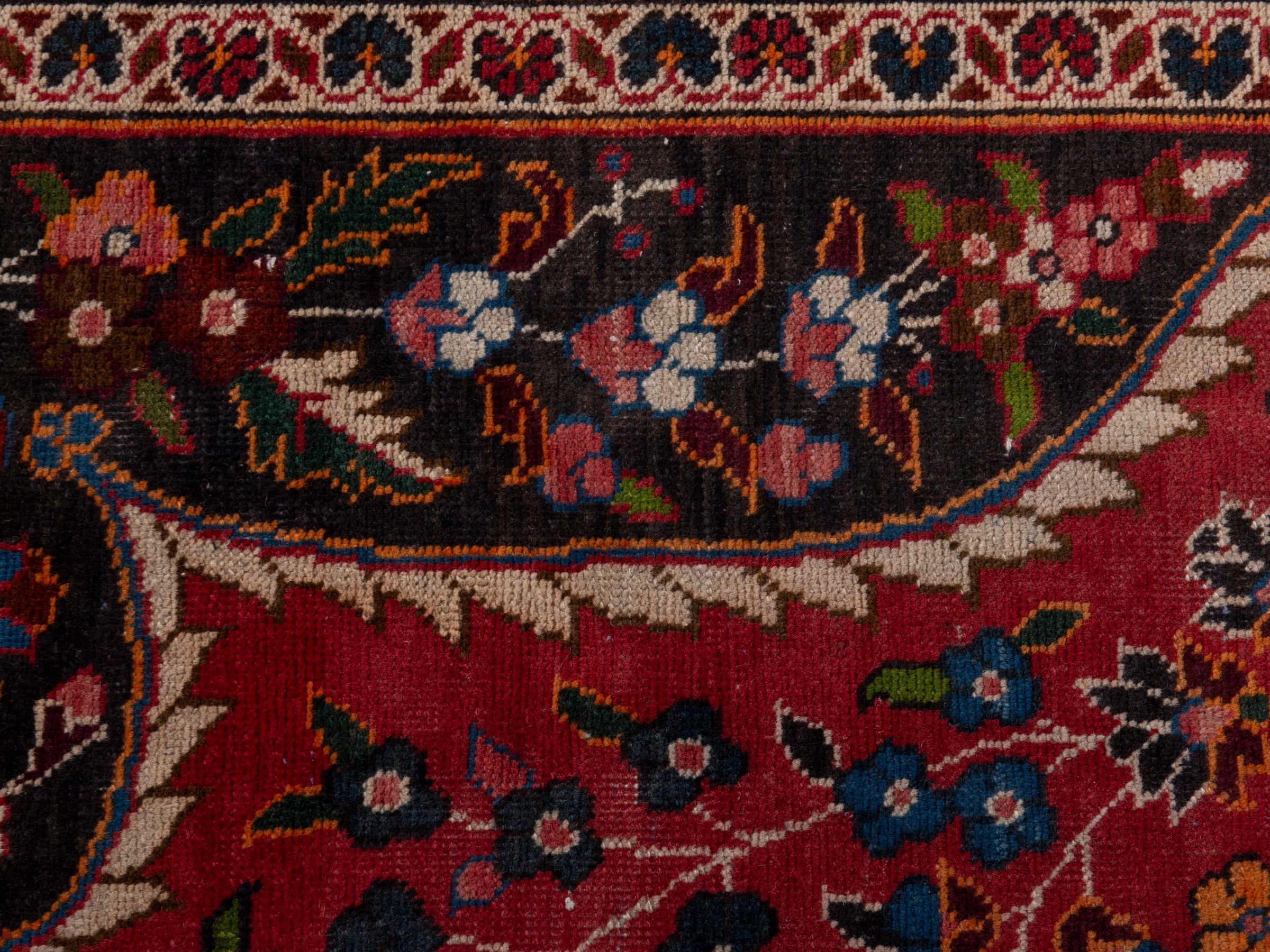 Persian Kashan oversized rug in deep red and dark brown, view 15 of 20