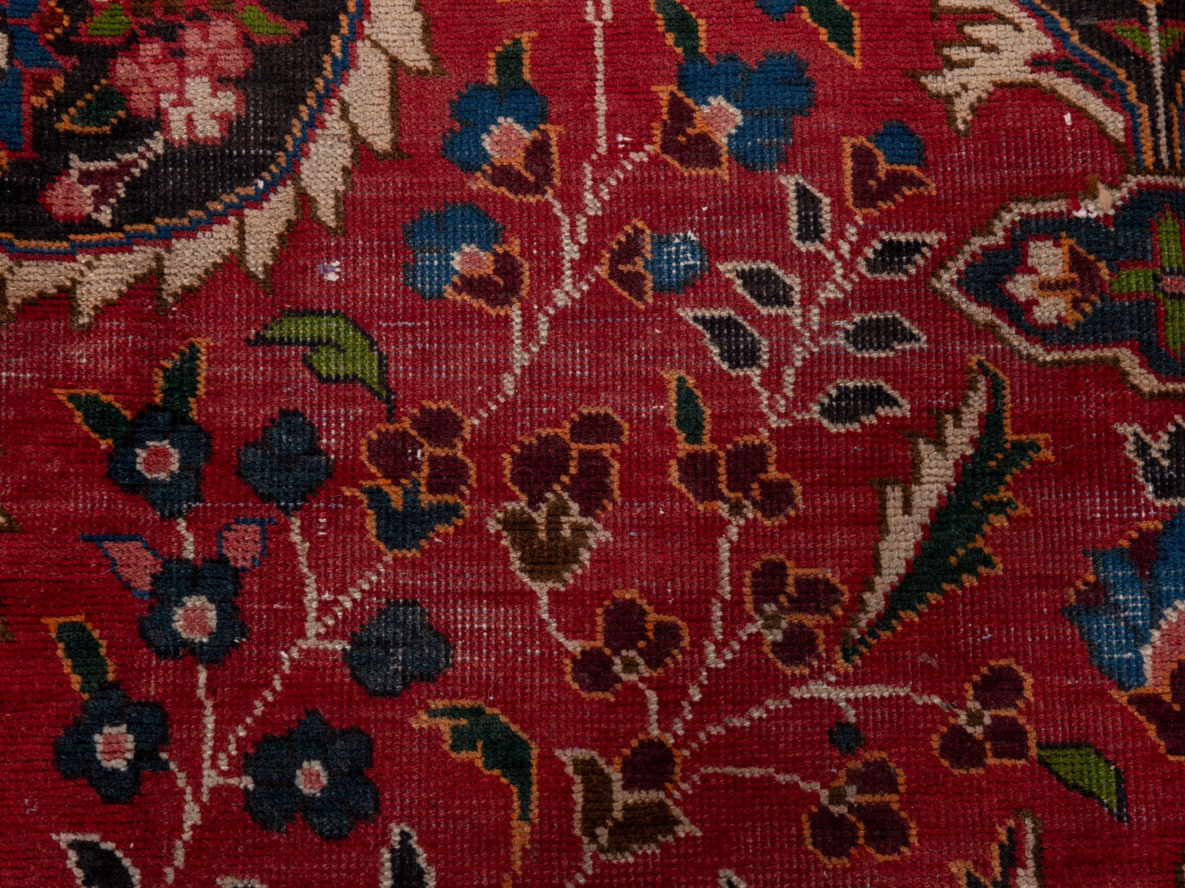 Persian Kashan oversized rug in deep red and dark brown, view 16 of 20