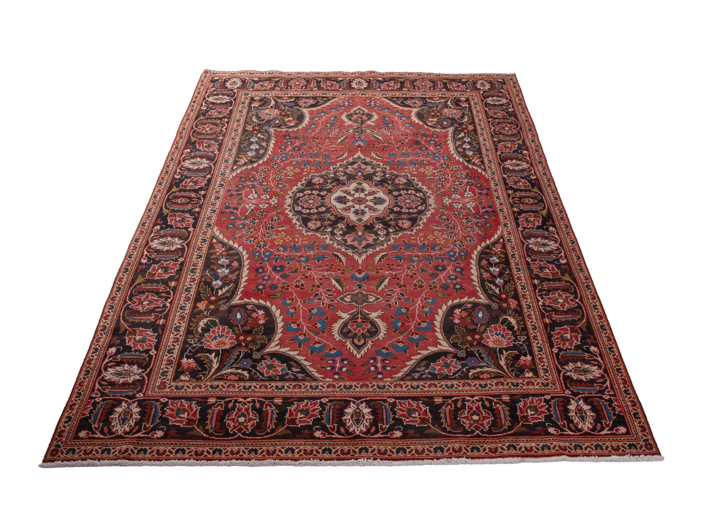 Persian Kashan oversized rug in deep red and dark brown, view 2 of 20