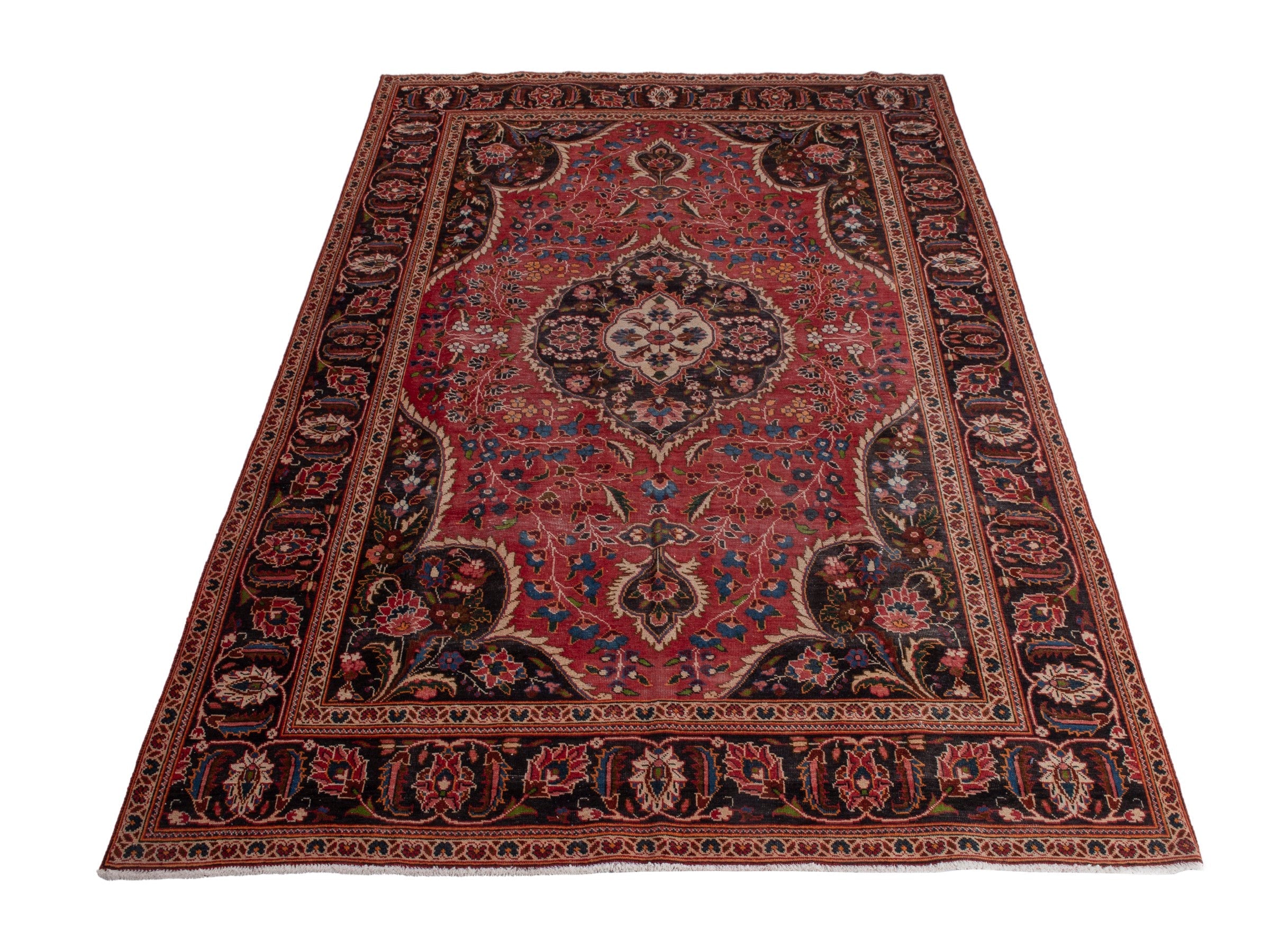 Persian Kashan oversized rug in deep red and dark brown, view 3 of 20