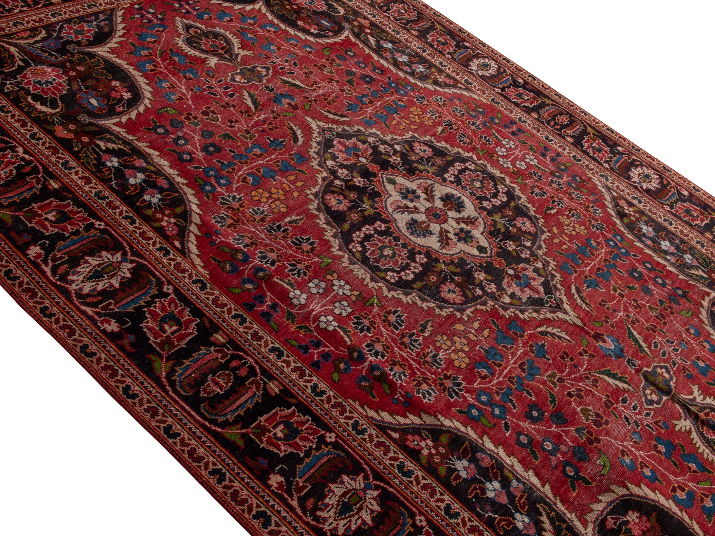 Persian Kashan oversized rug in deep red and dark brown, view 4 of 20