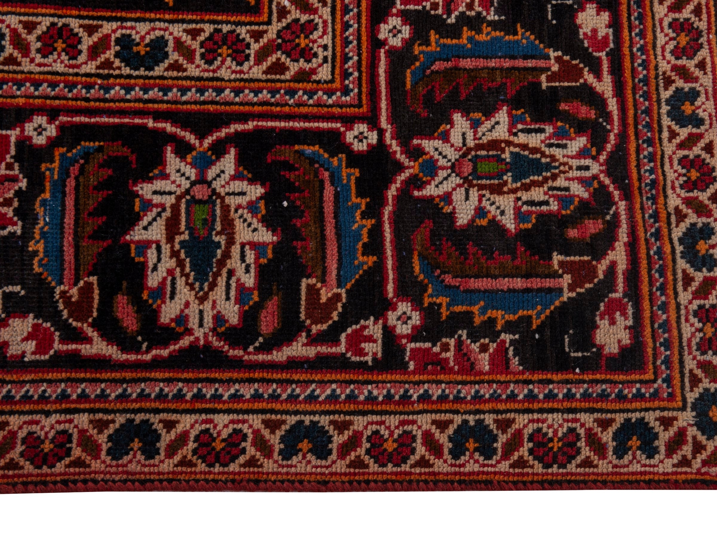 Persian Kashan oversized rug in deep red and dark brown, view 5 of 20