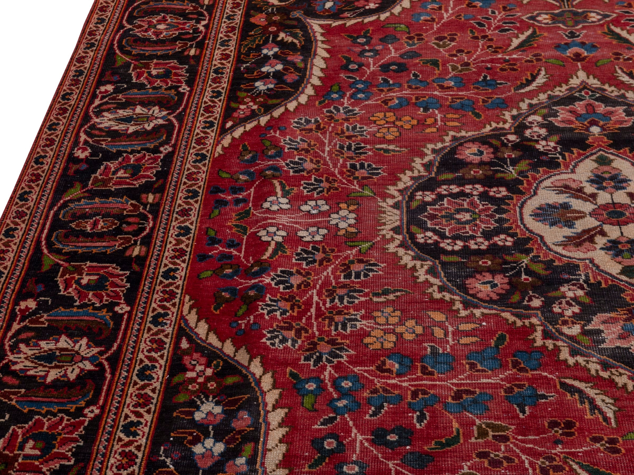 Persian Kashan oversized rug in deep red and dark brown, view 7 of 20