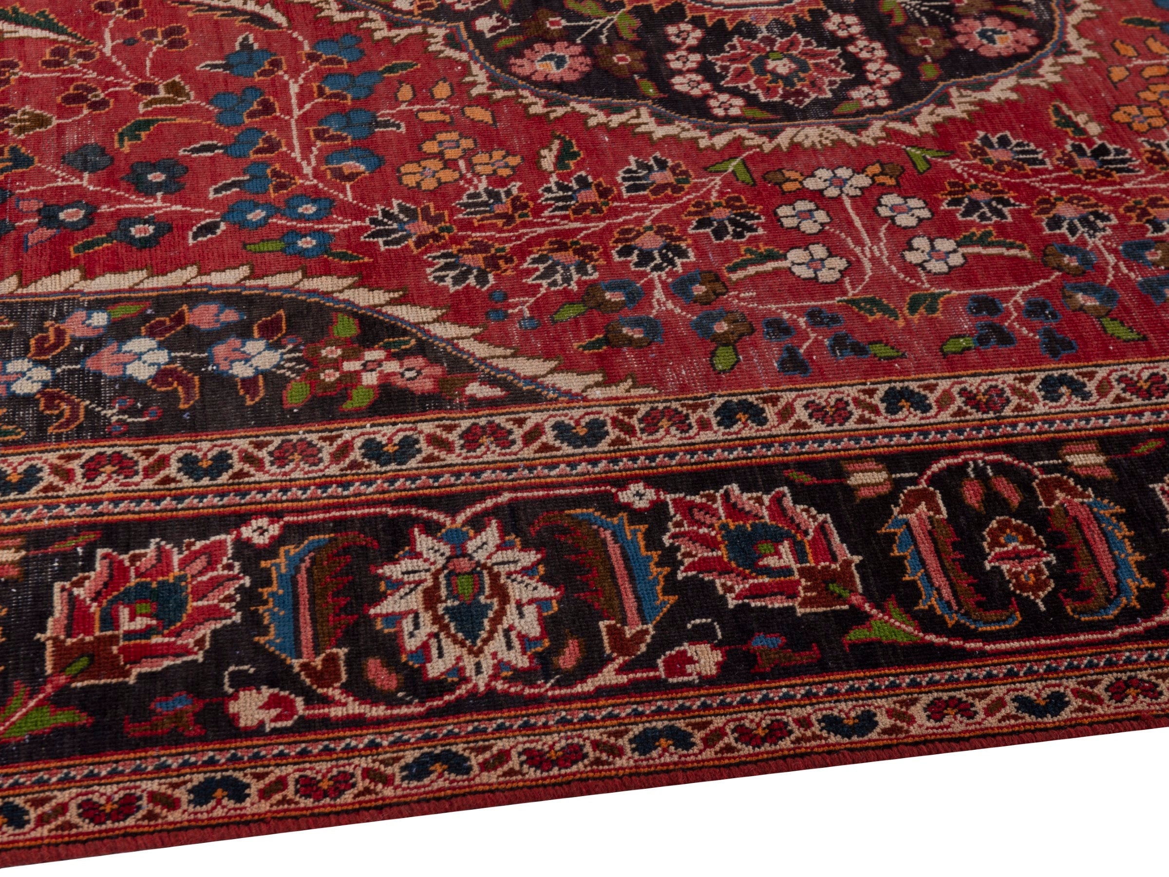 Persian Kashan oversized rug in deep red and dark brown, view 8 of 20