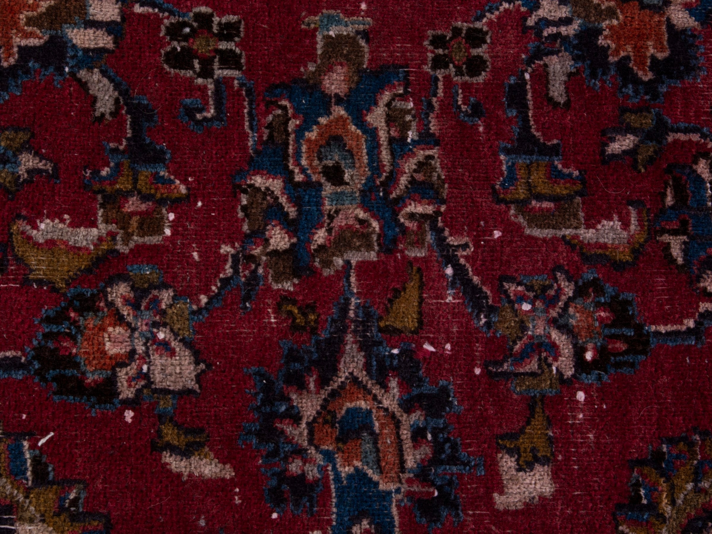Persian Mashhad oversized rug in burgundy and navy, view 13 of 18