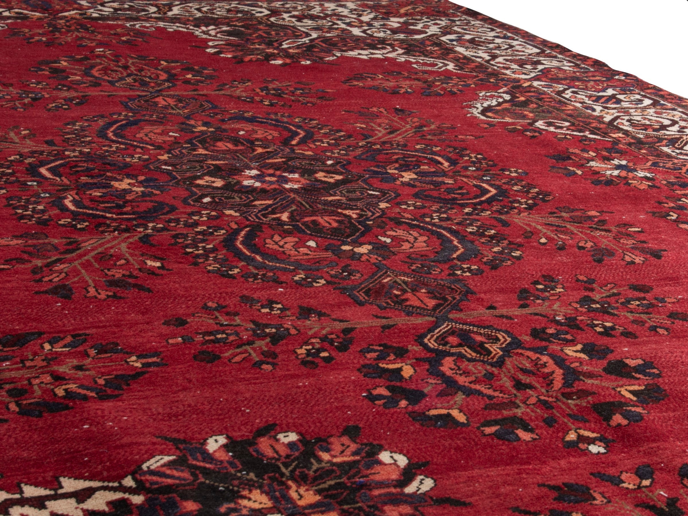 Persian Bakhtiari oversized rug in deep red and cream, view 10 of 20