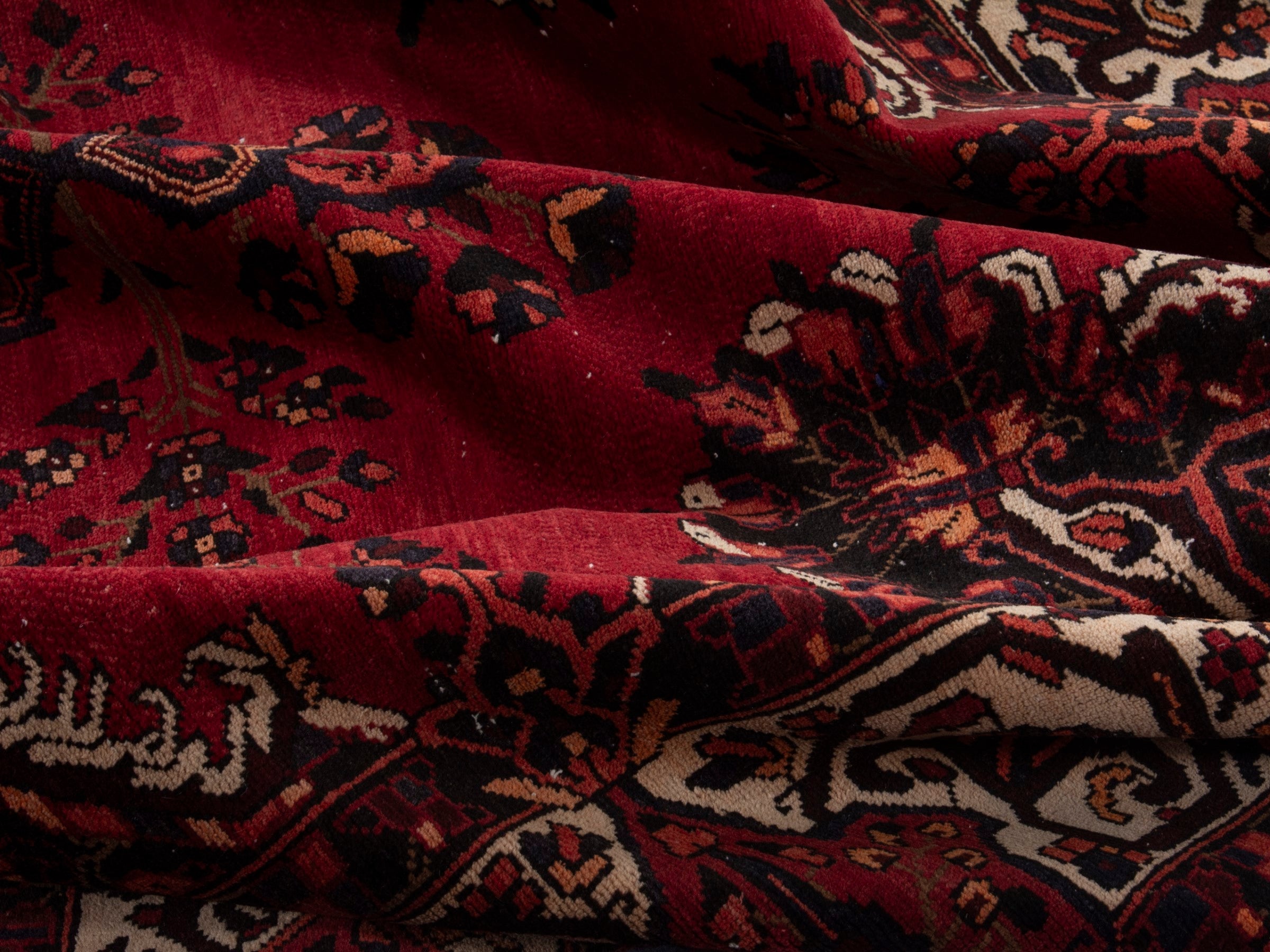 Persian Bakhtiari oversized rug in deep red and cream, view 17 of 20