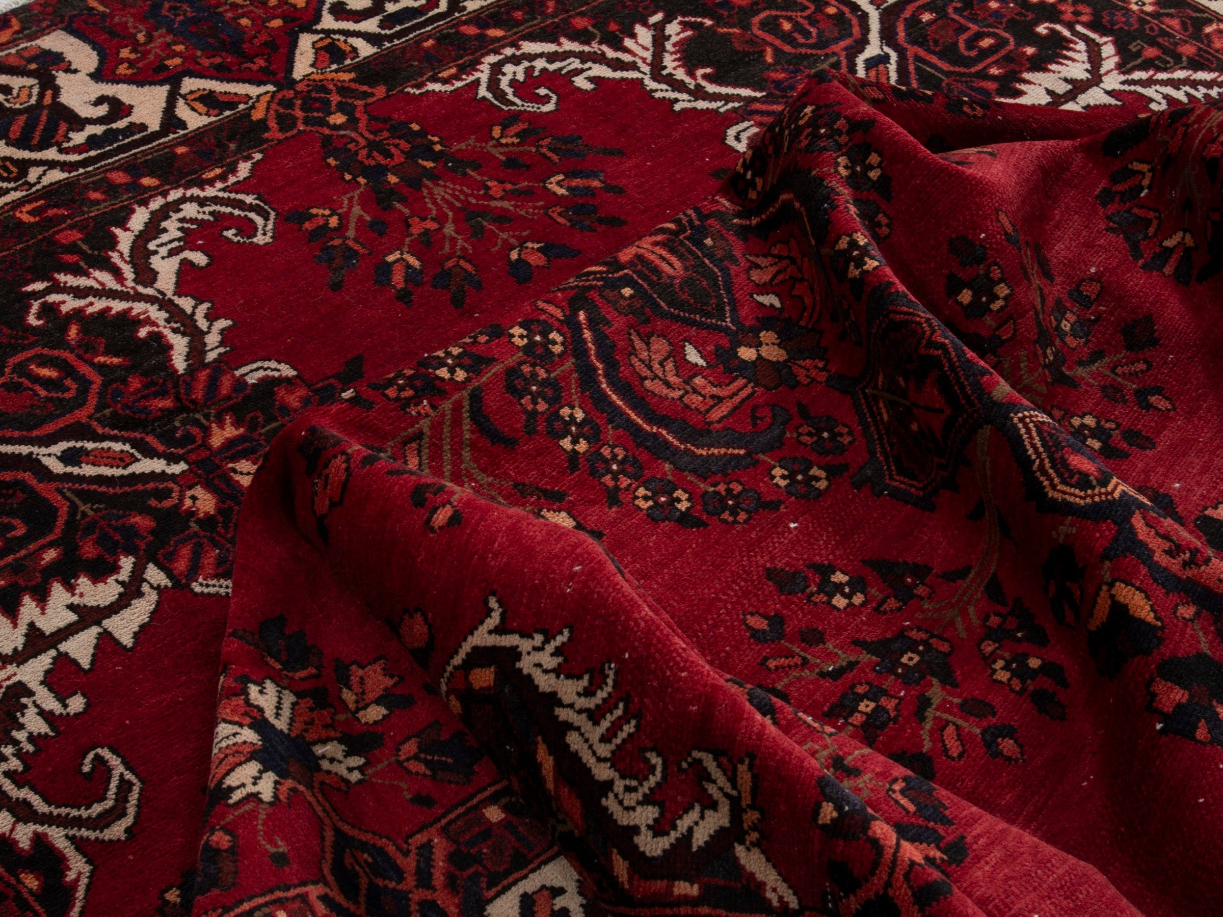 Persian Bakhtiari oversized rug in deep red and cream, view 18 of 20