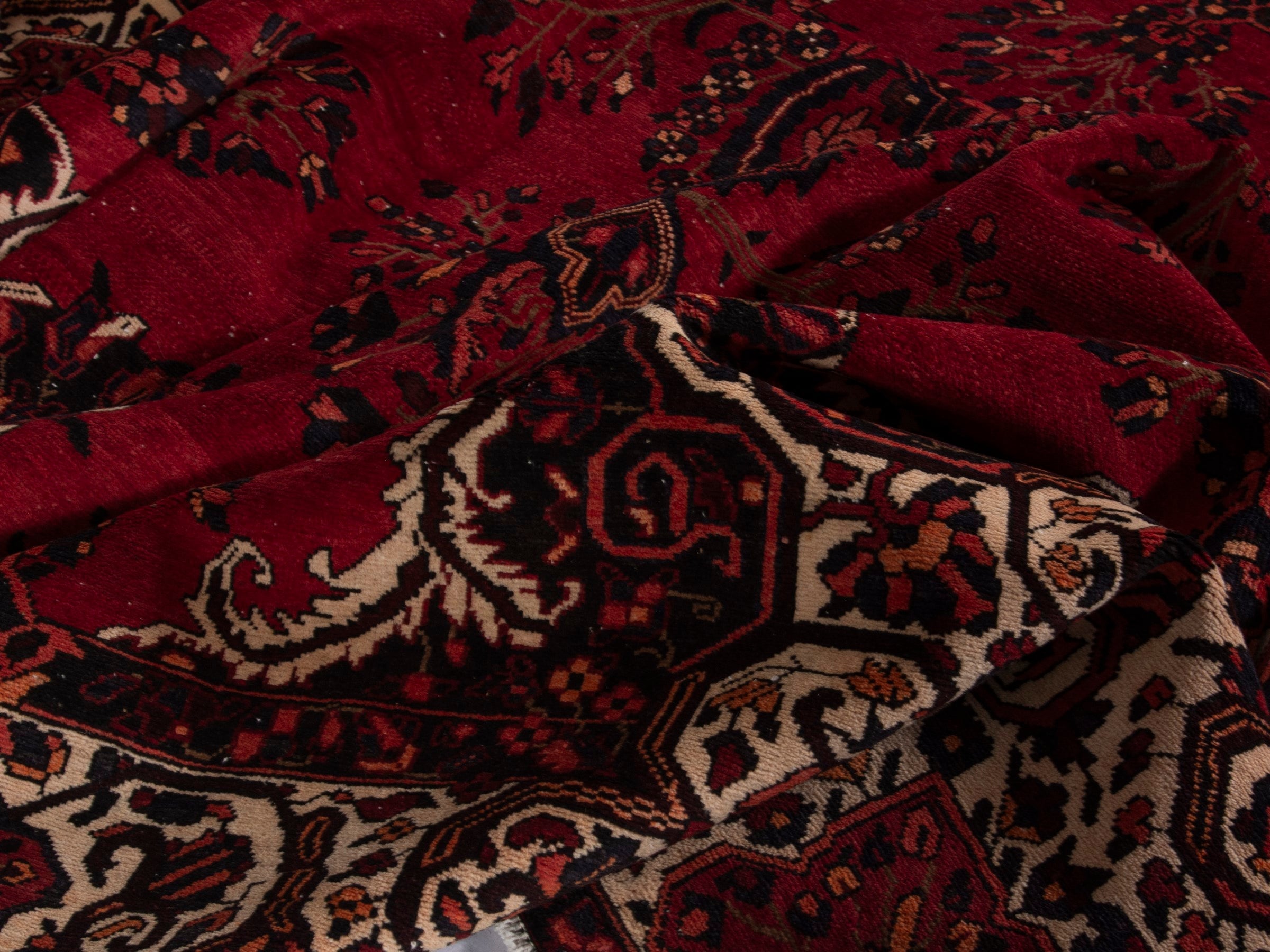Persian Bakhtiari oversized rug in deep red and cream, view 19 of 20