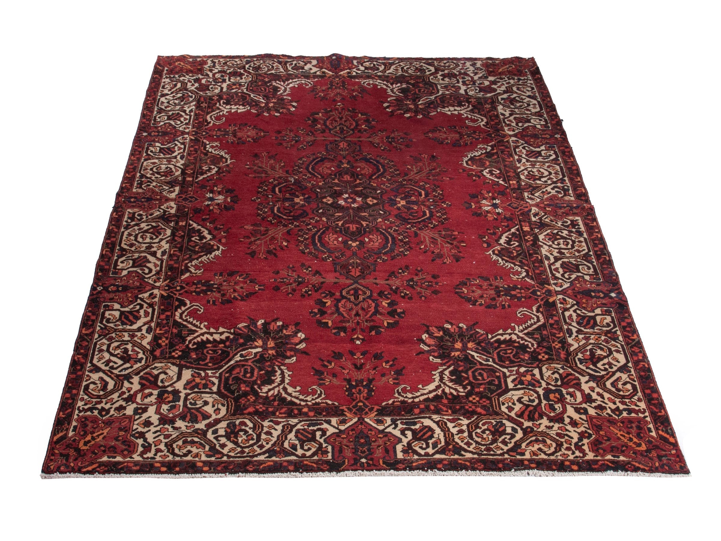 Persian Bakhtiari oversized rug in deep red and cream, view 2 of 20