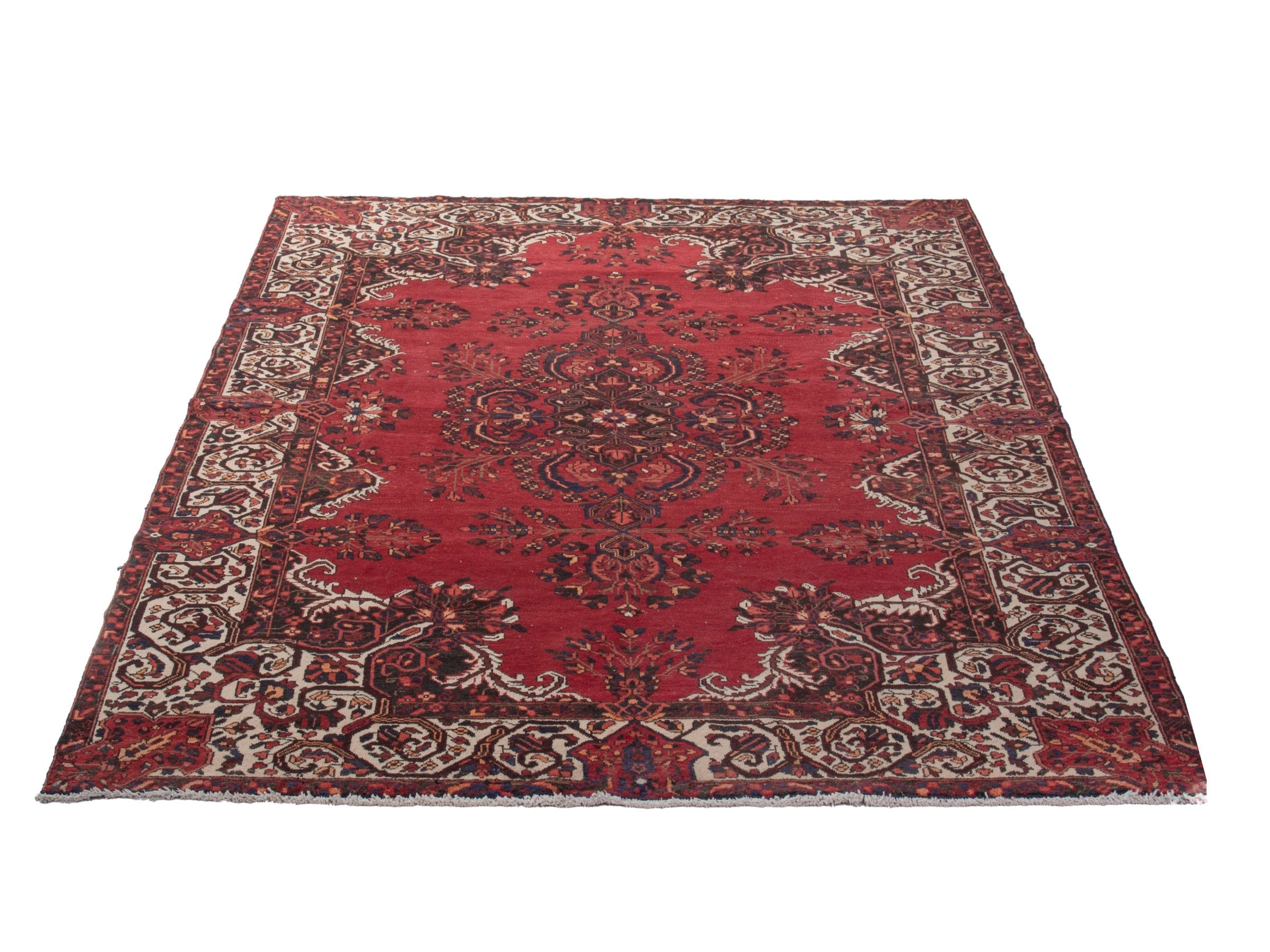 Persian Bakhtiari oversized rug in deep red and cream, view 3 of 20