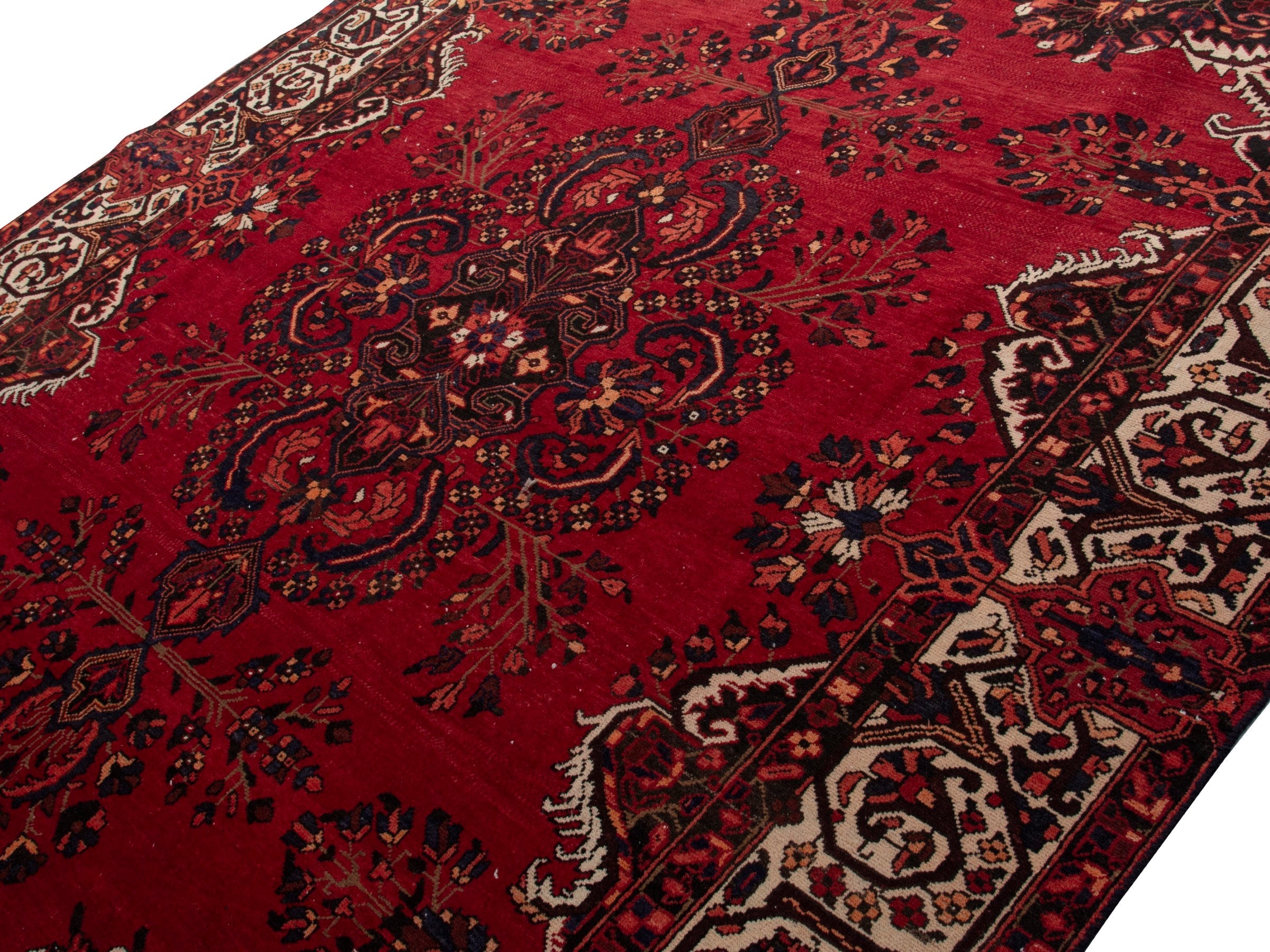 Persian Bakhtiari oversized rug in deep red and cream, view 4 of 20