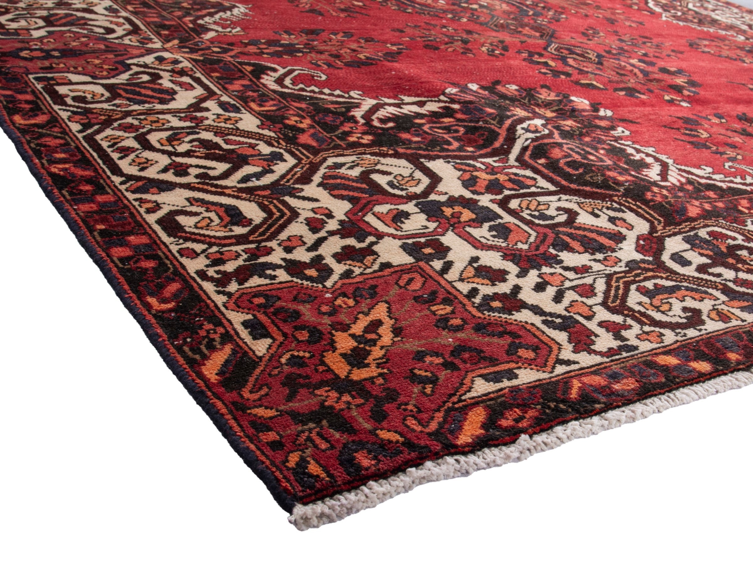 Persian Bakhtiari oversized rug in deep red and cream, view 6 of 20