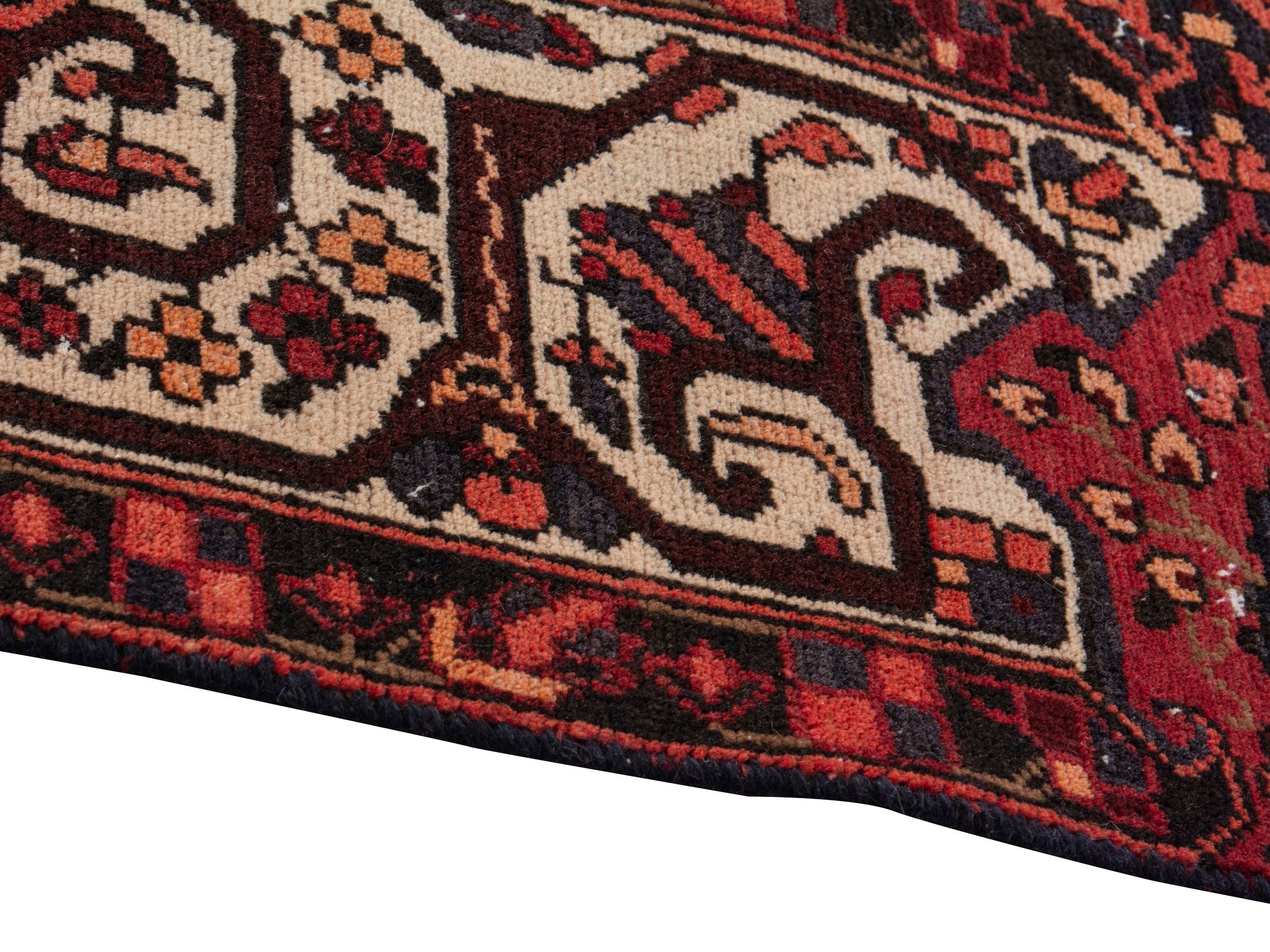 Persian Bakhtiari oversized rug in deep red and cream, view 8 of 20