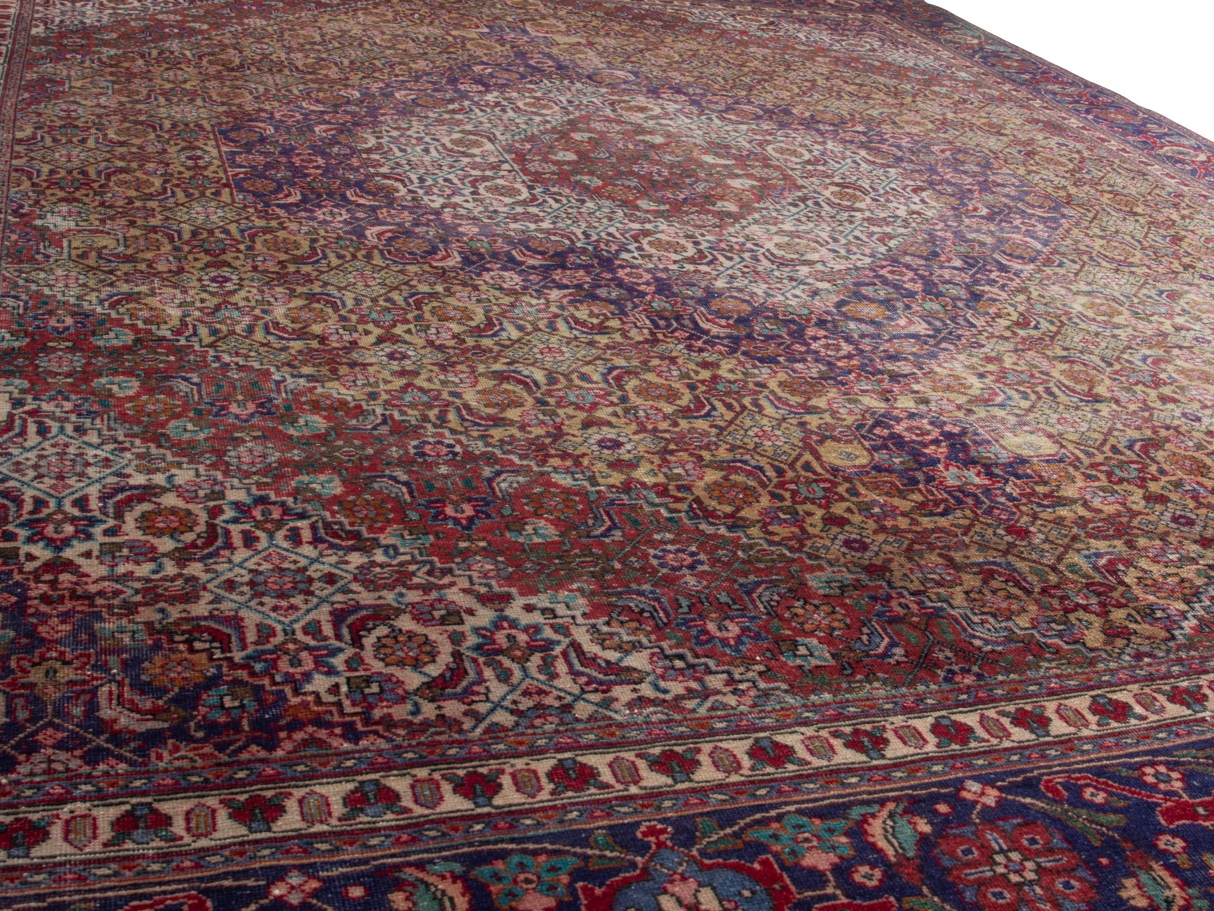 Persian Tabriz oversized rug in brown and burgundy, view 10 of 20
