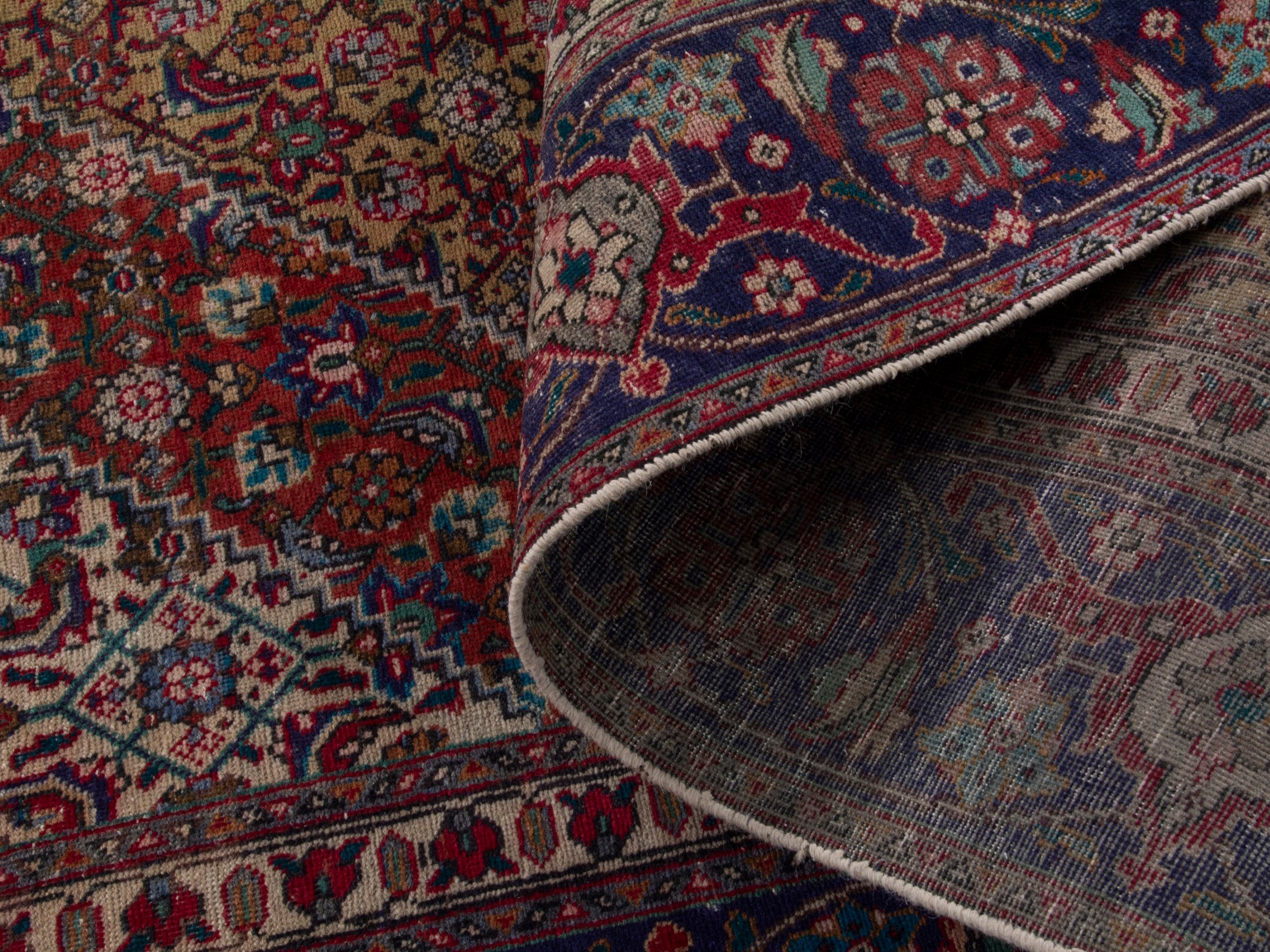 Persian Tabriz oversized rug in brown and burgundy, view 18 of 20