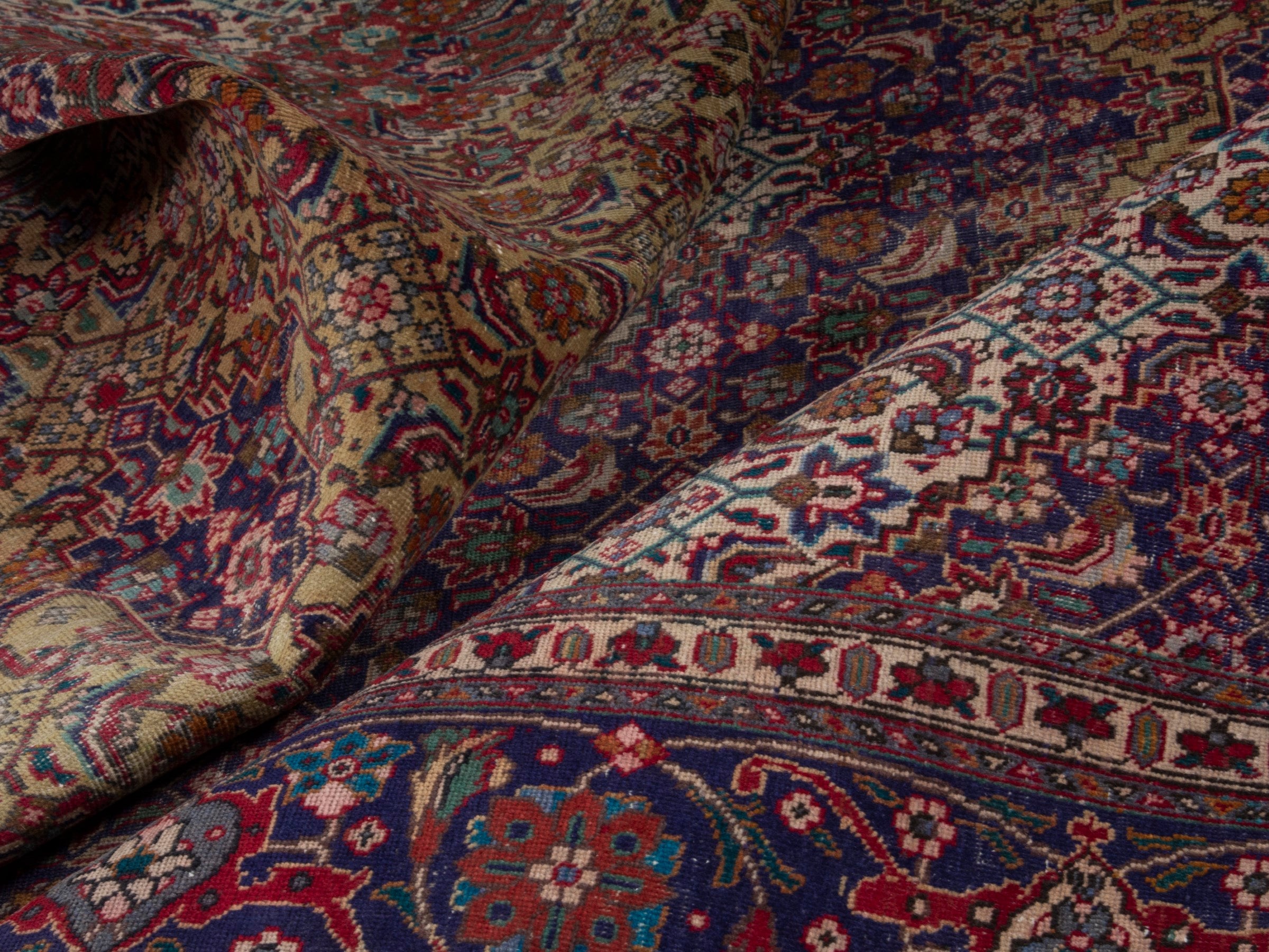 Persian Tabriz oversized rug in brown and burgundy, view 19 of 20