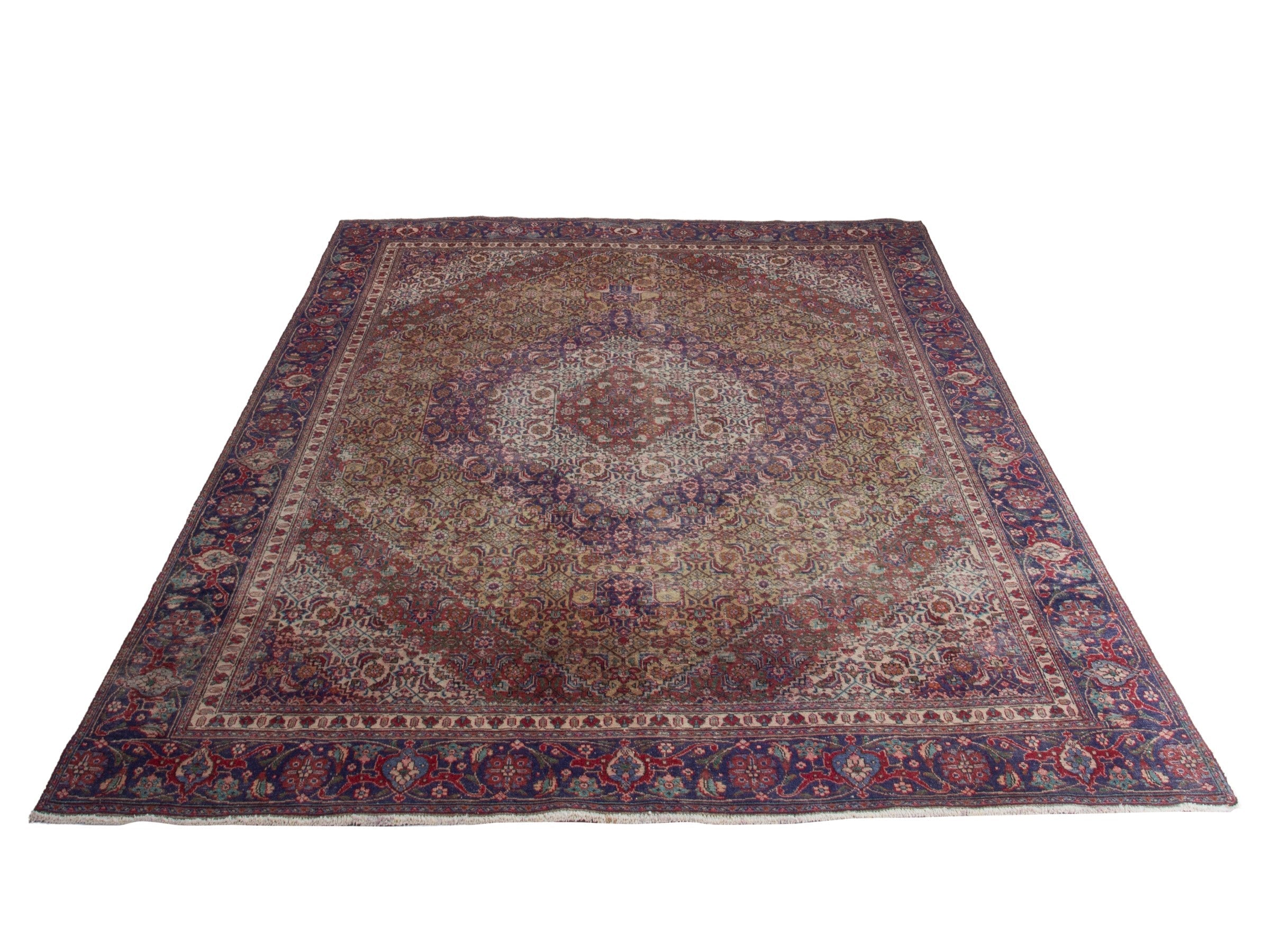 Persian Tabriz oversized rug in brown and burgundy, view 2 of 20