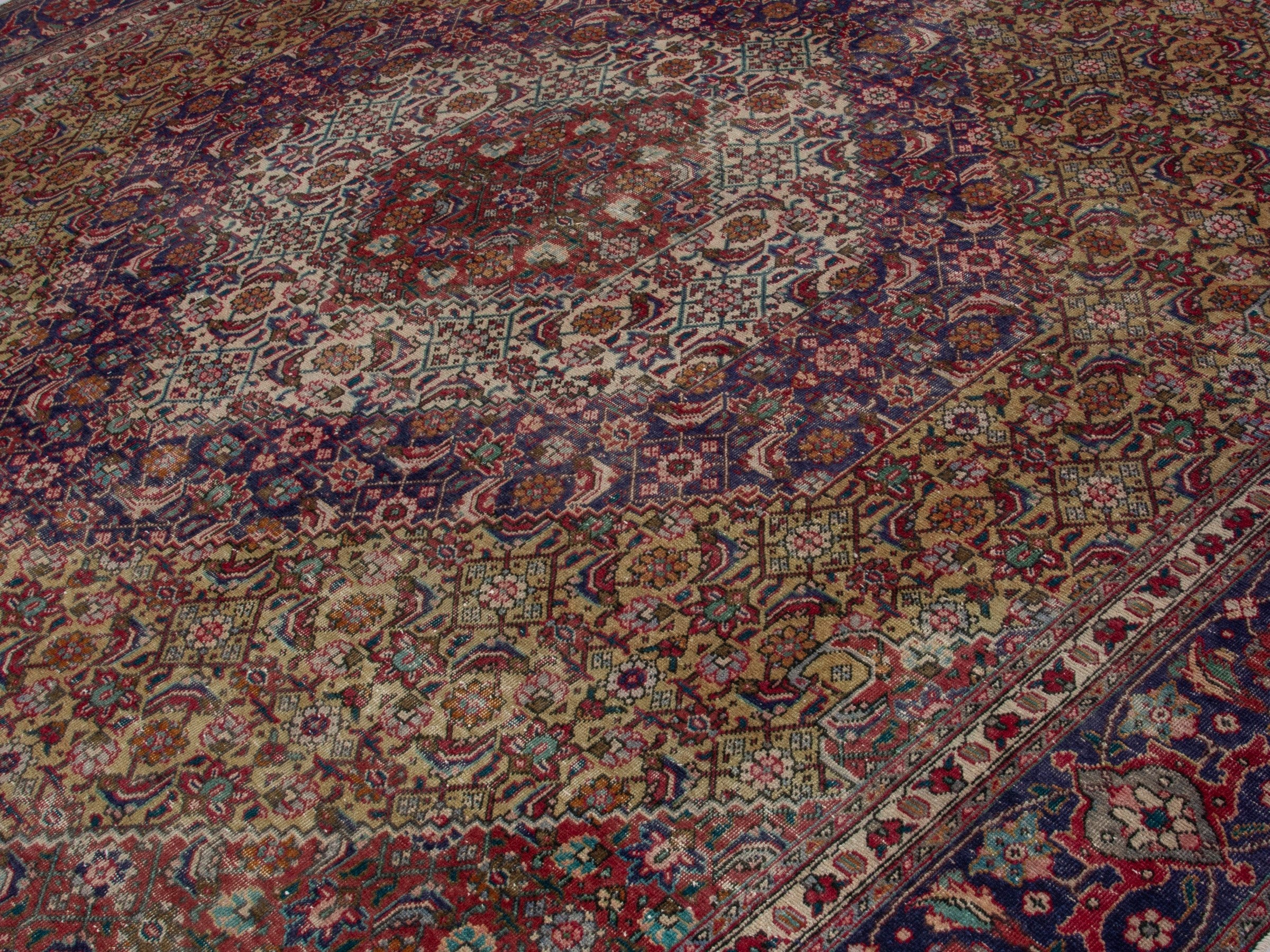 Persian Tabriz oversized rug in brown and burgundy, view 4 of 20