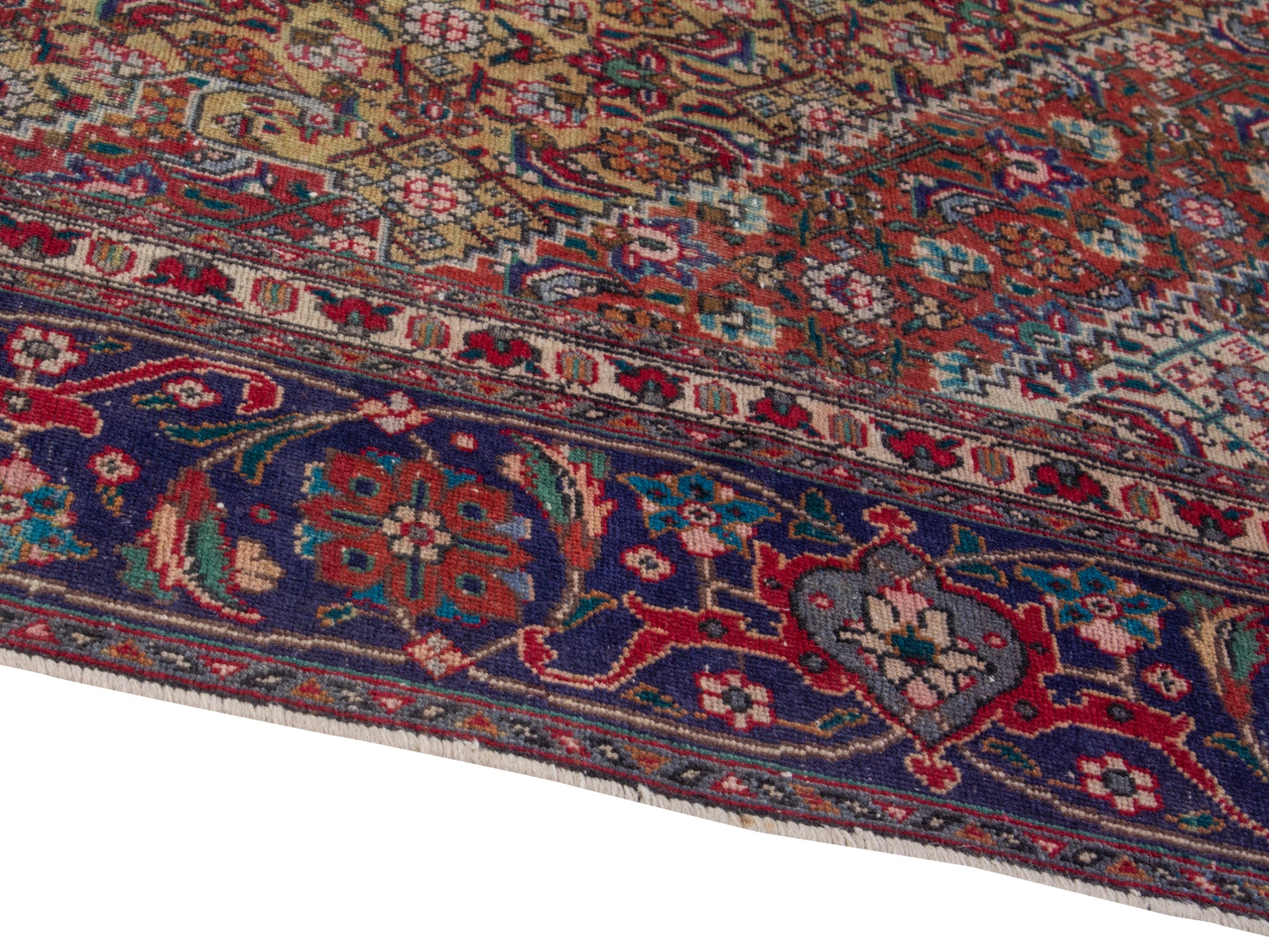 Persian Tabriz oversized rug in brown and burgundy, view 8 of 20