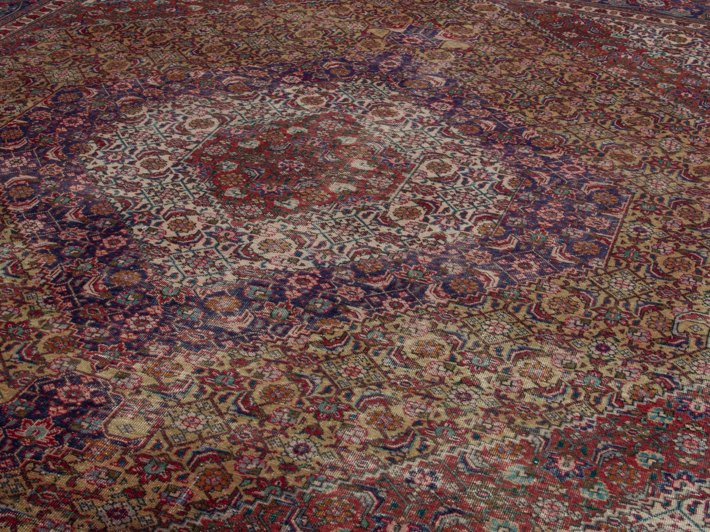 Persian Tabriz oversized rug in brown and burgundy, view 9 of 20