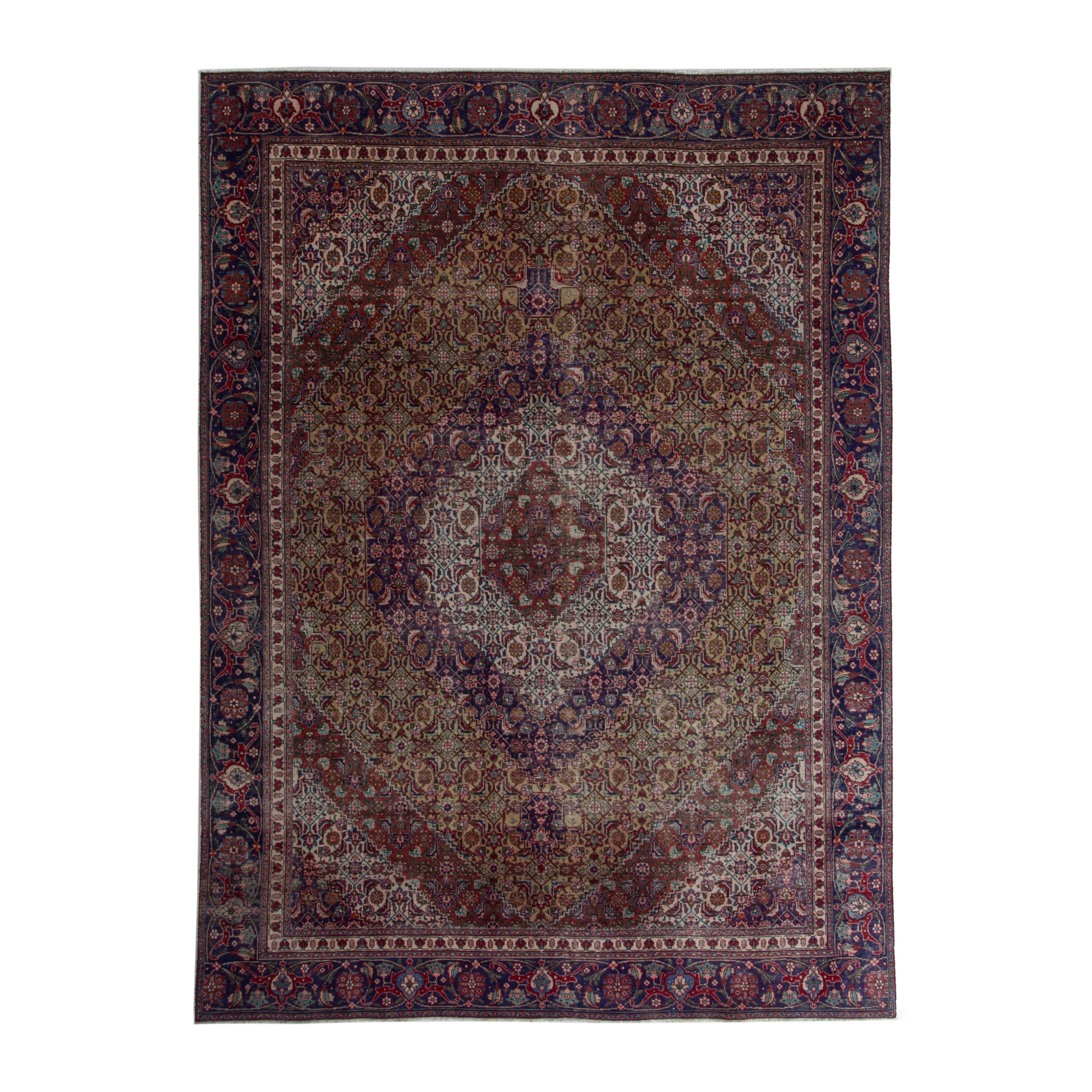 Persian Tabriz oversized rug in brown and burgundy, 9'3" x 12'