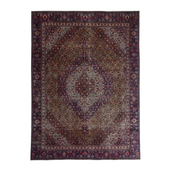 Persian Tabriz oversized rug in brown and burgundy, 9'3" x 12'