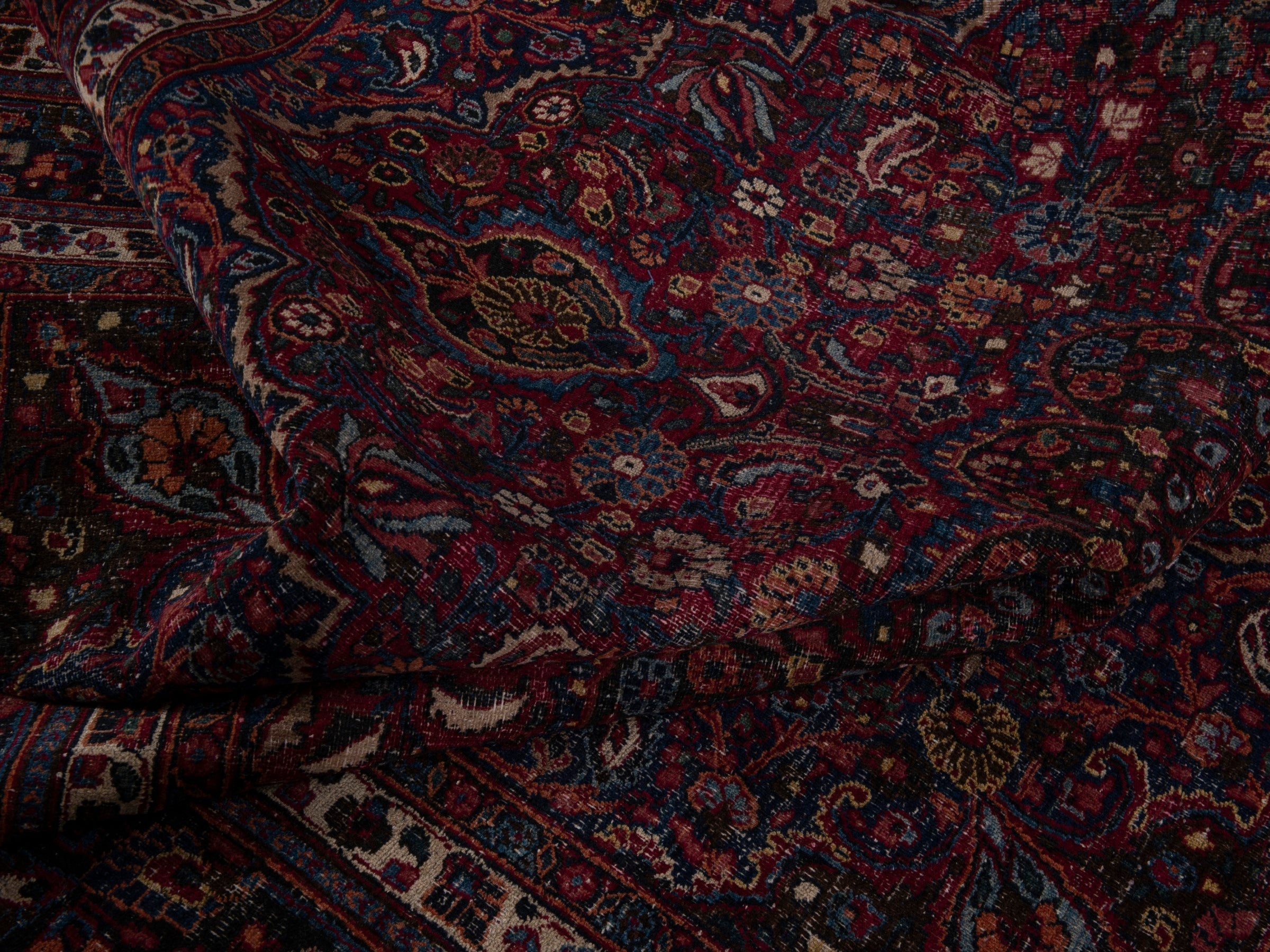 Persian Dorokhsh oversized rug in burgundy and deep red, view 19 of 20