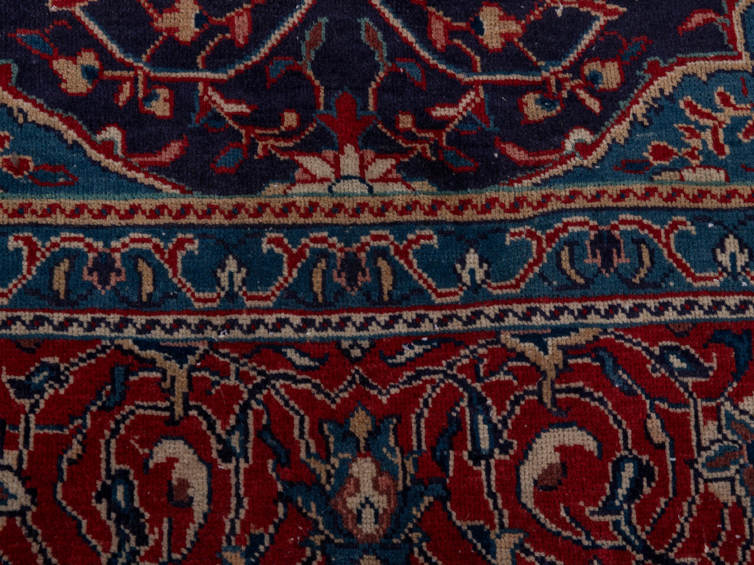 Persian Mahal oversized rug in navy and burgundy, view 11 of 19