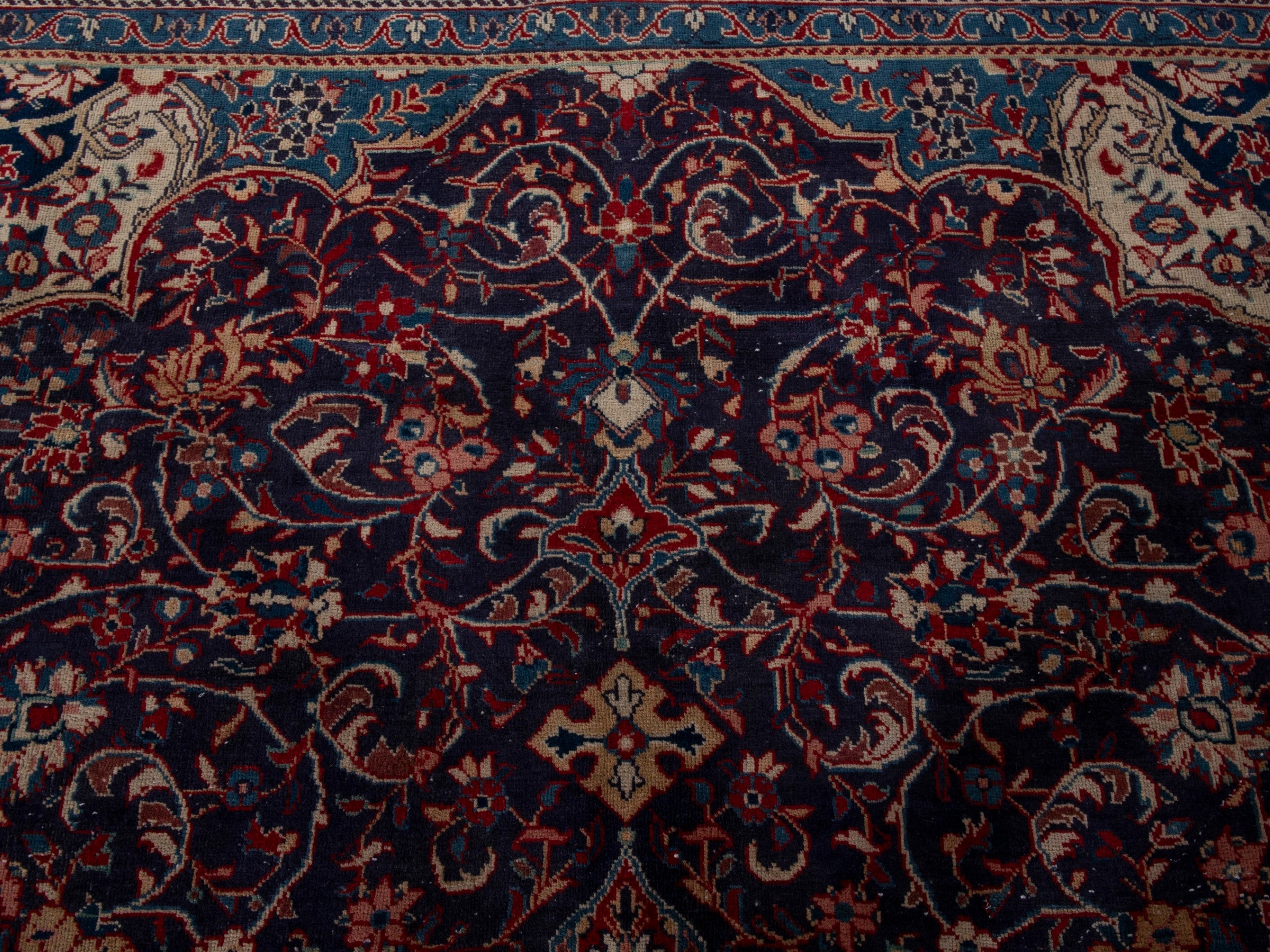 Persian Mahal oversized rug in navy and burgundy, view 14 of 19