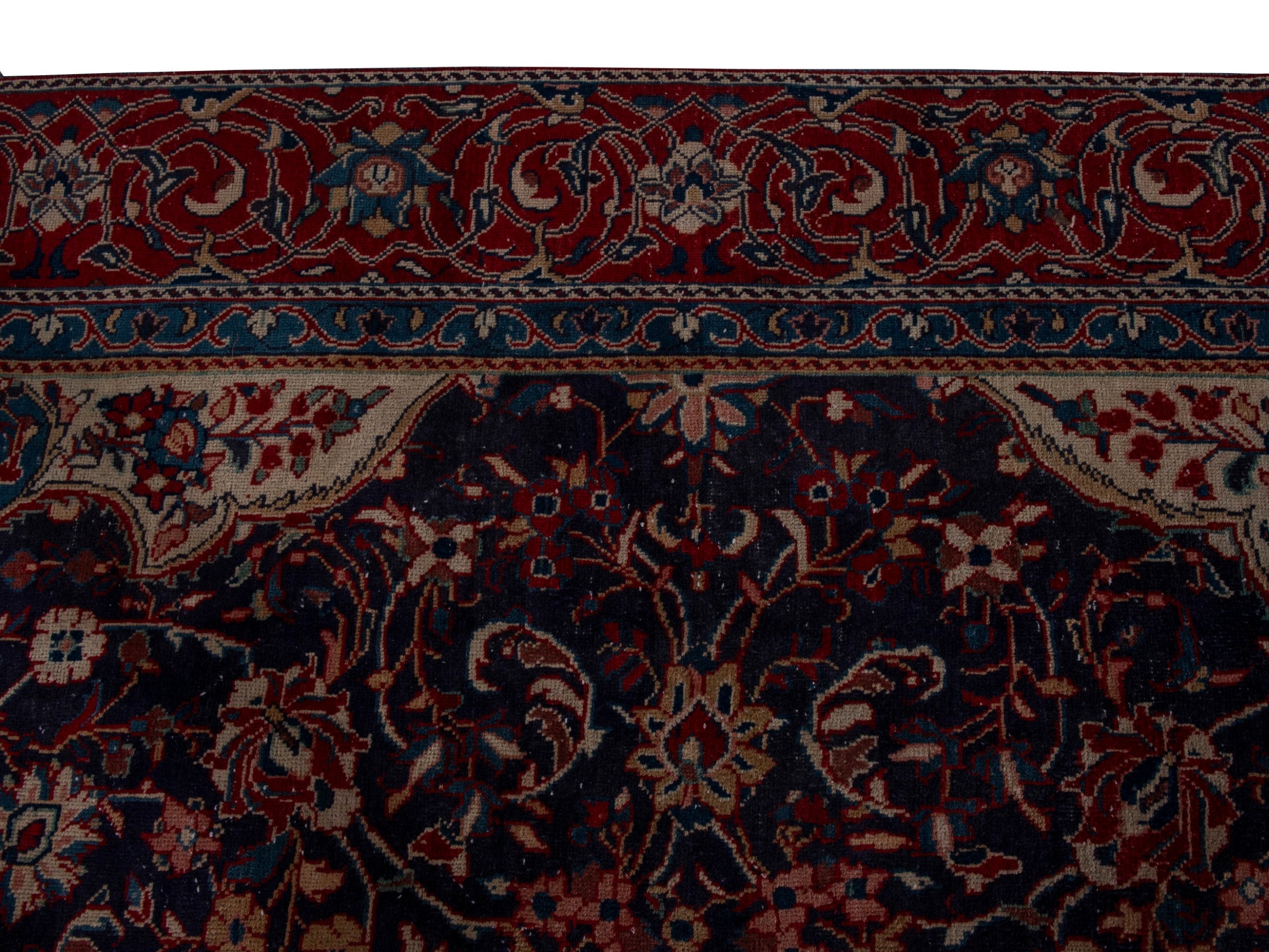 Persian Mahal oversized rug in navy and burgundy, view 9 of 19