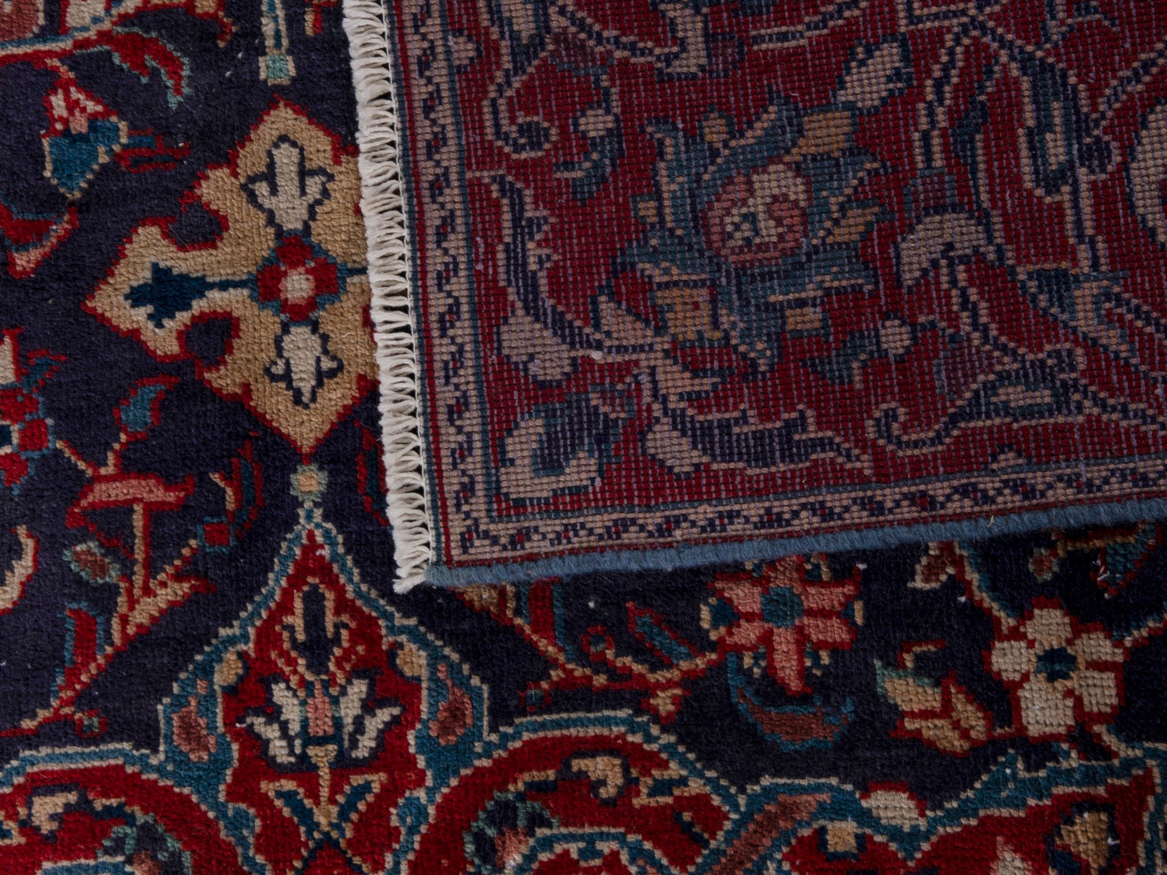 Persian Mahal oversized rug in navy and burgundy, view 19 of 19