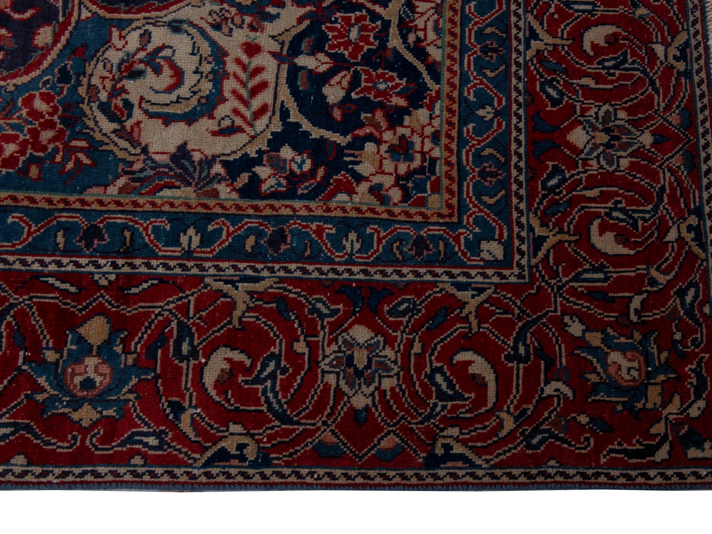 Persian Mahal oversized rug in navy and burgundy, view 4 of 19