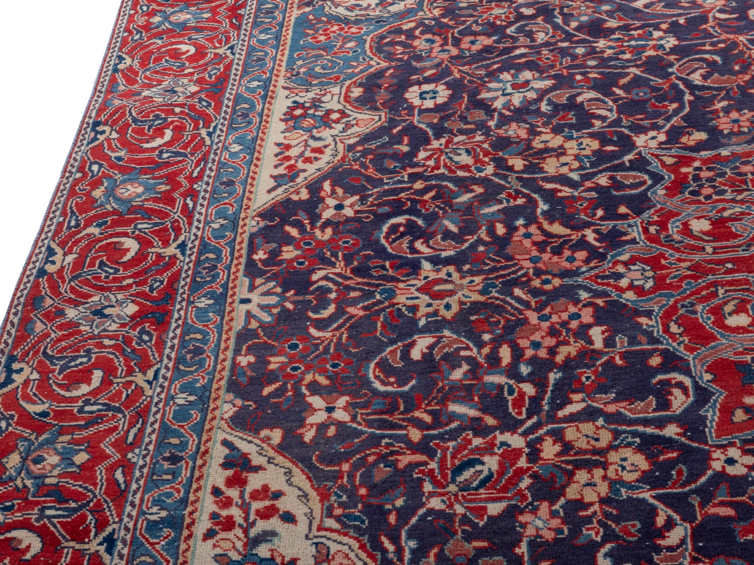 Persian Mahal oversized rug in navy and burgundy, view 6 of 19