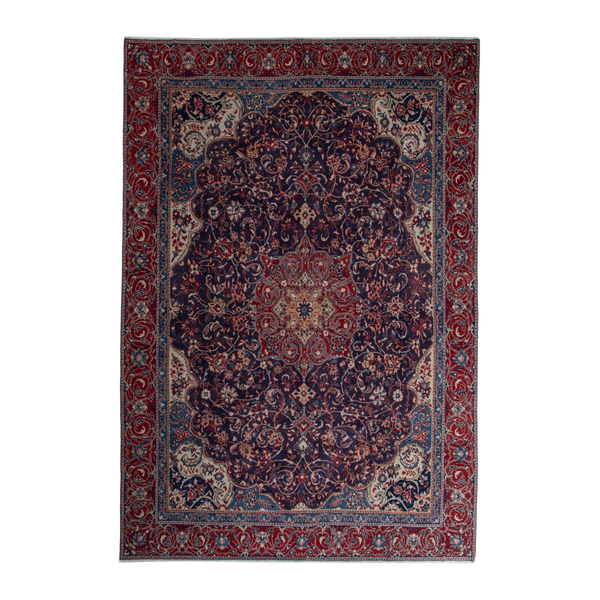 Persian Mahal oversized rug in navy and burgundy, 9'4" x 12'6"