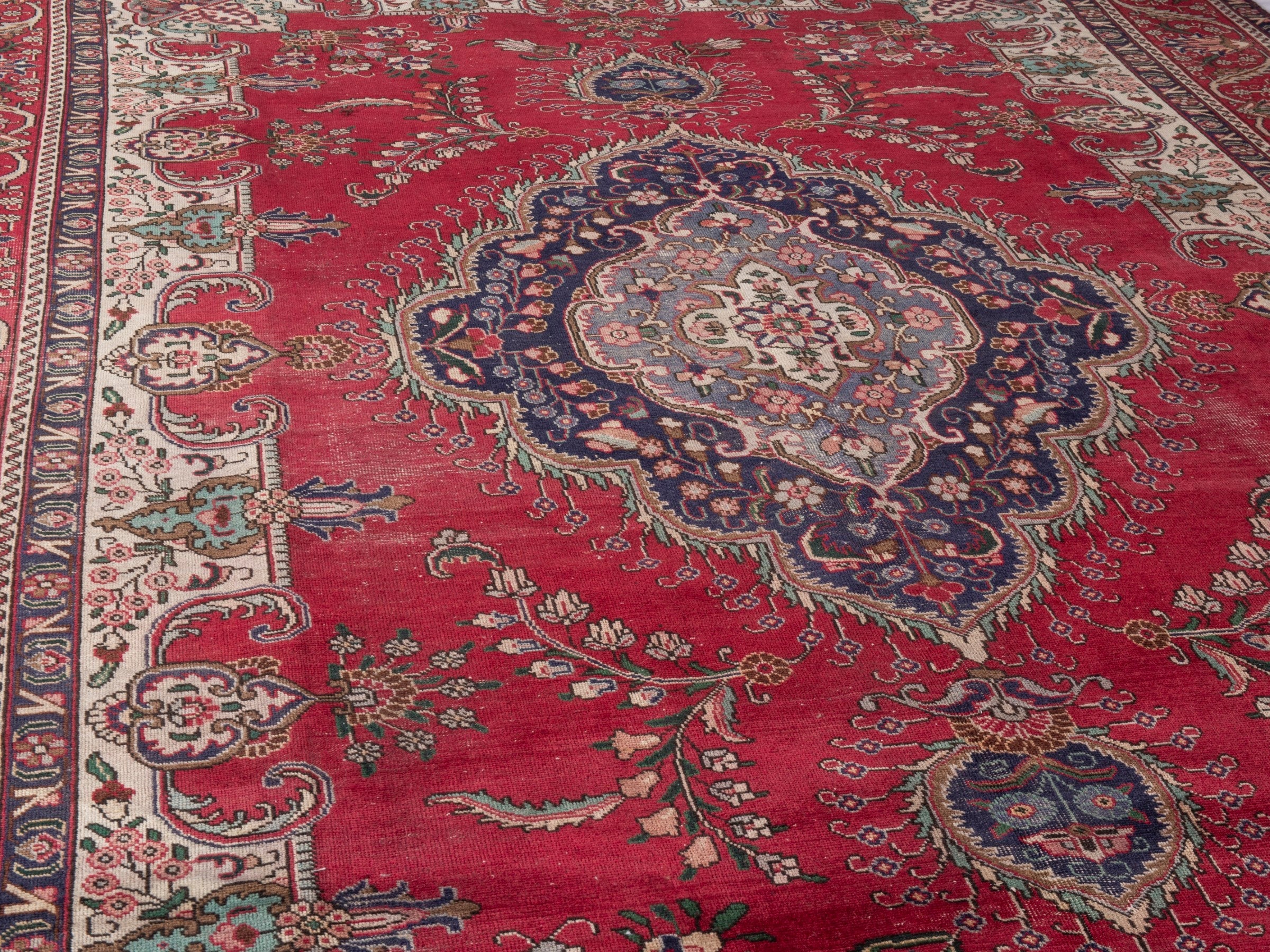 Persian Tabriz oversized rug in deep red and burgundy, view 10 of 21