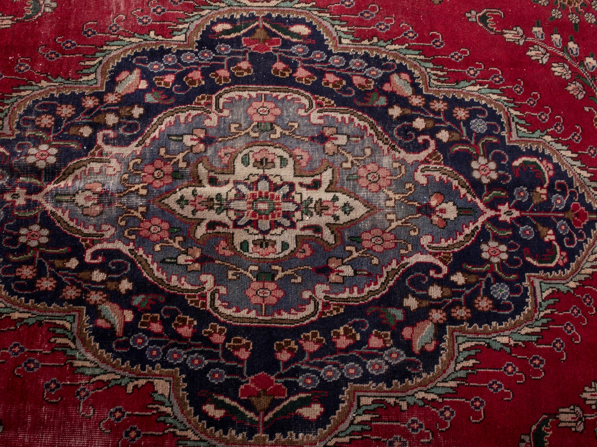 Persian Tabriz oversized rug in deep red and burgundy, view 14 of 21