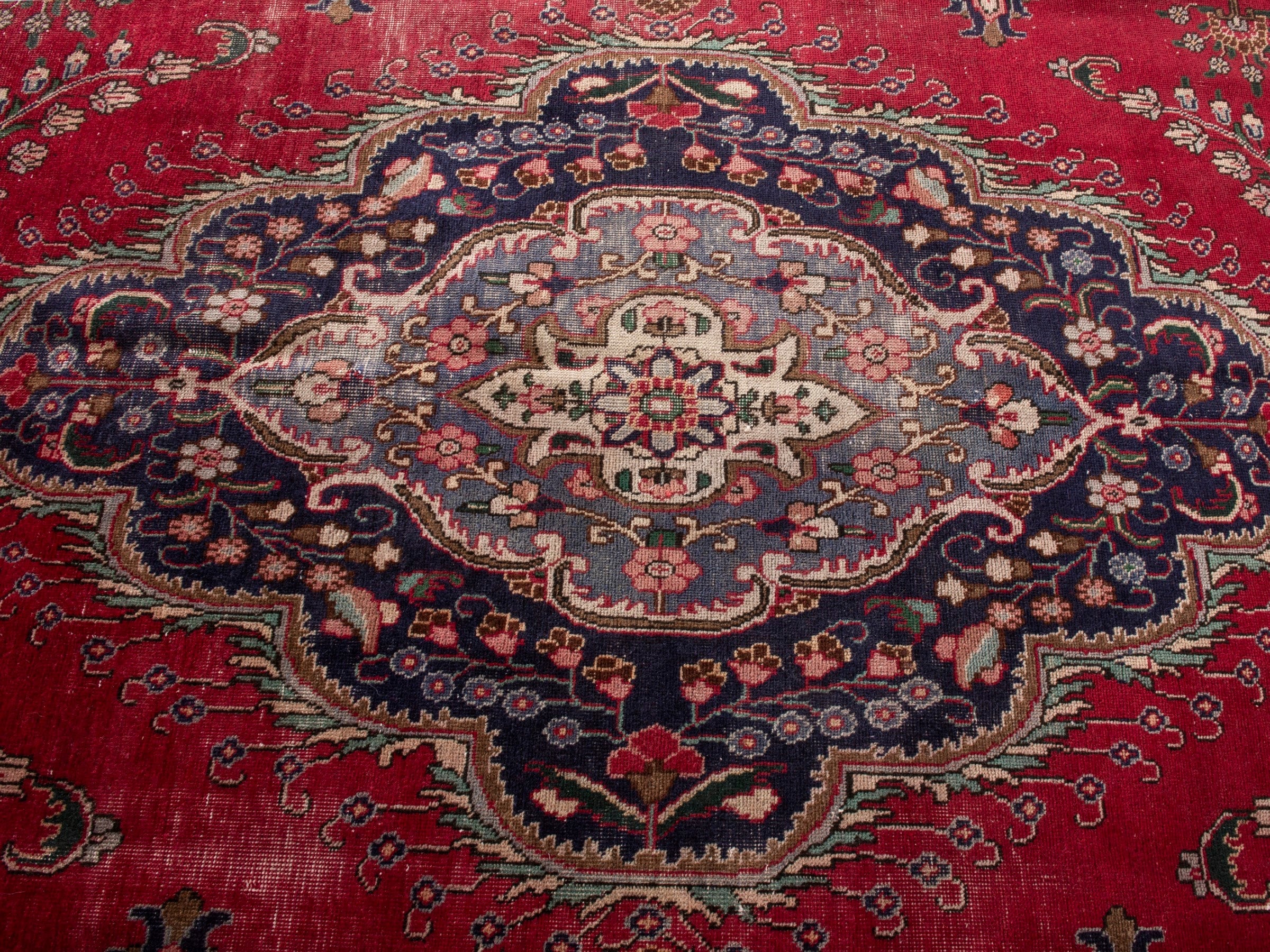 Persian Tabriz oversized rug in deep red and burgundy, view 15 of 21