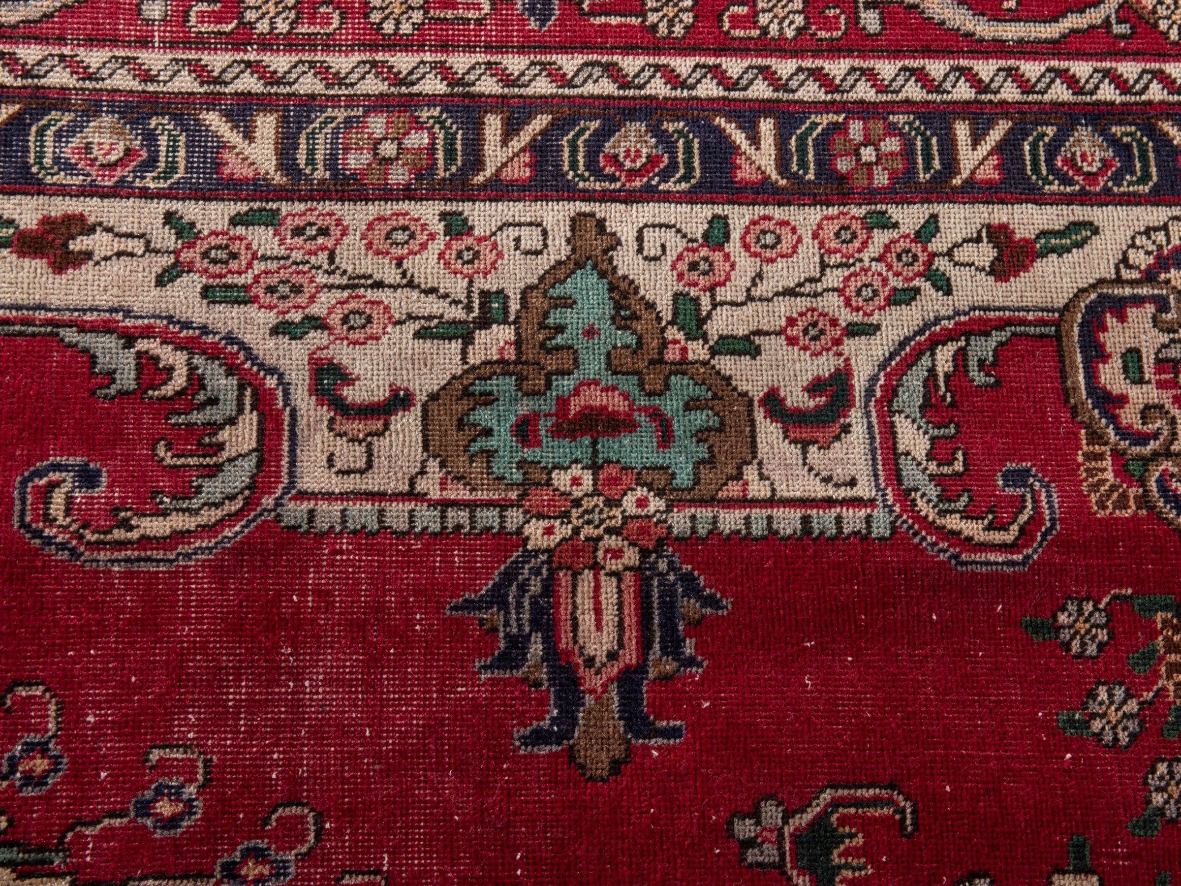 Persian Tabriz oversized rug in deep red and burgundy, view 16 of 21