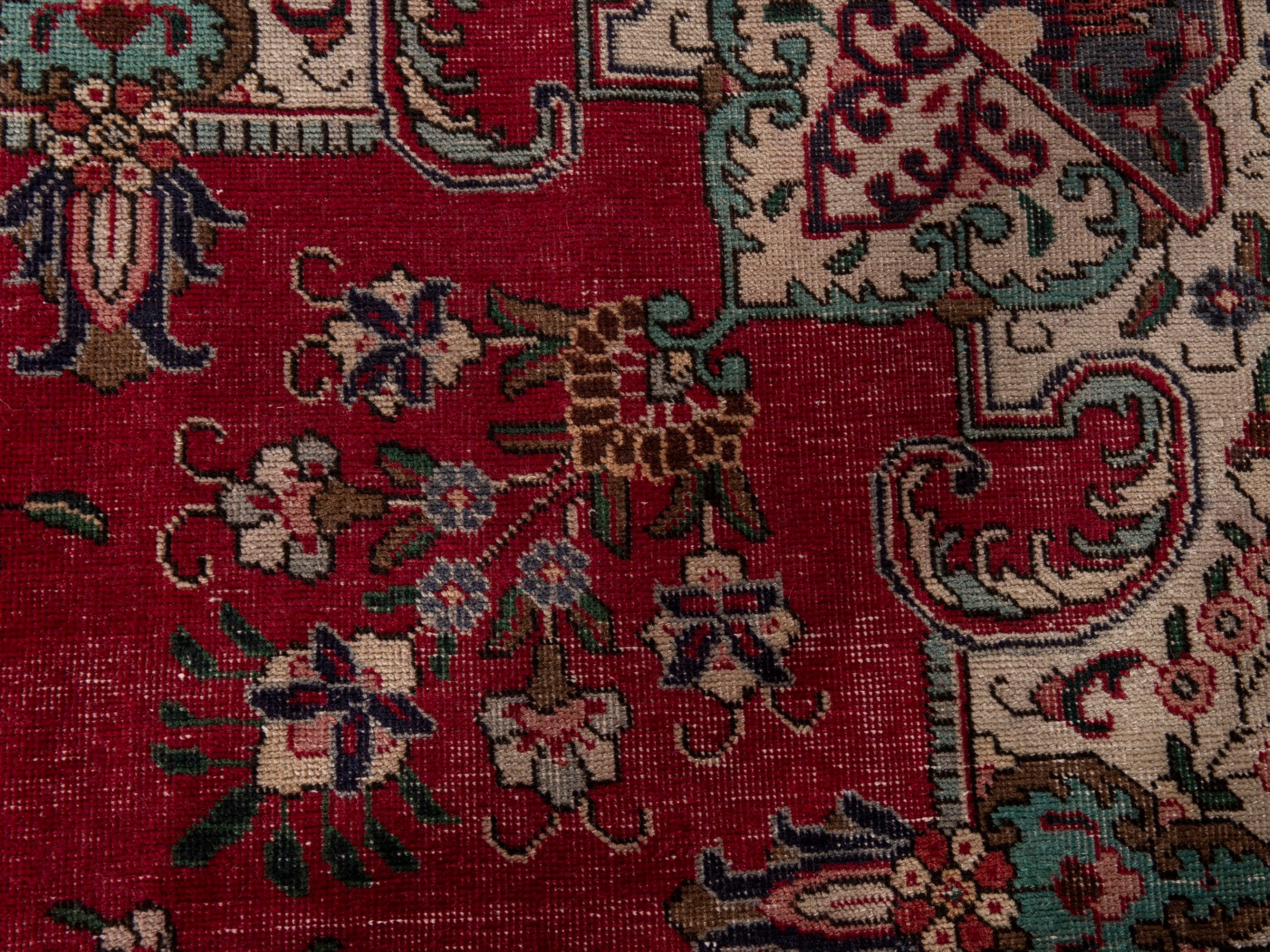 Persian Tabriz oversized rug in deep red and burgundy, view 17 of 21
