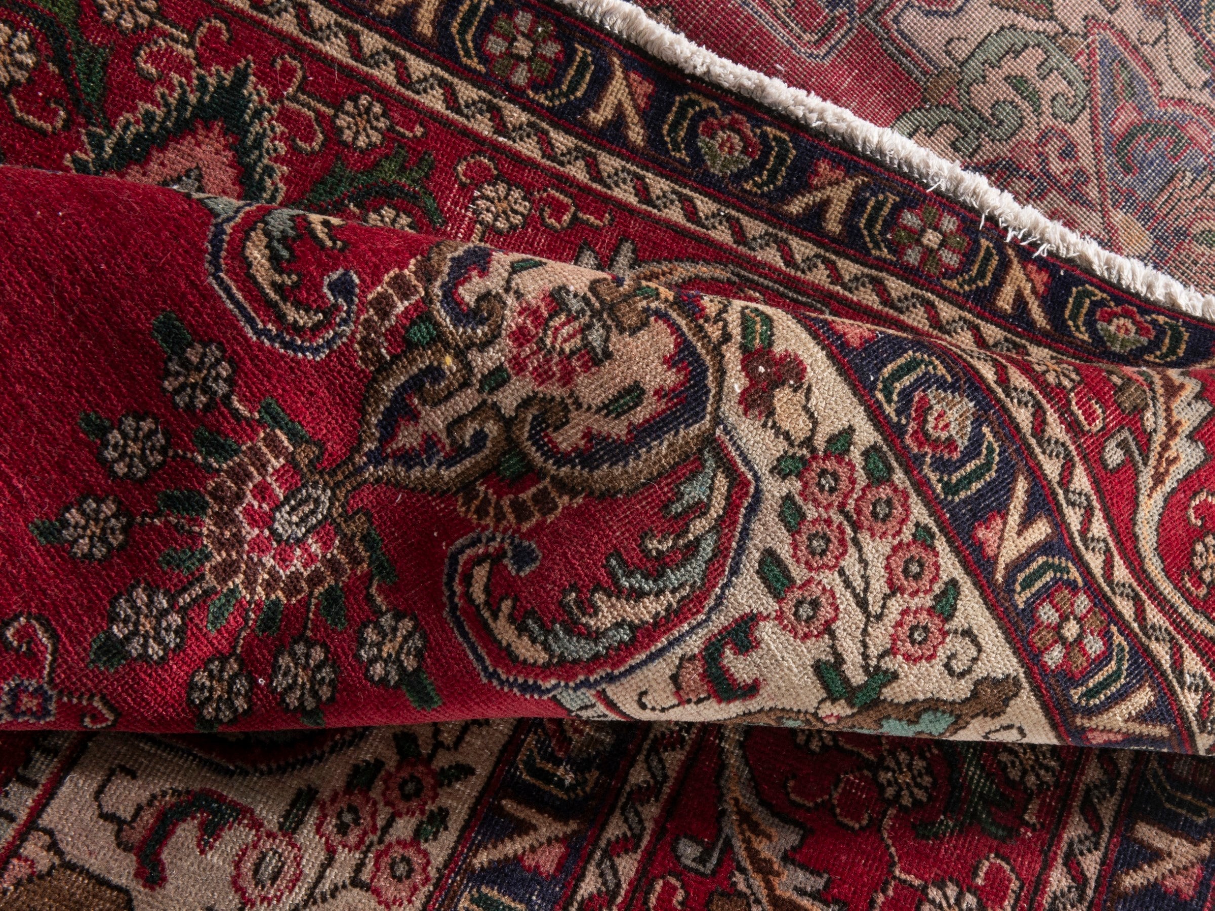 Persian Tabriz oversized rug in deep red and burgundy, view 18 of 21
