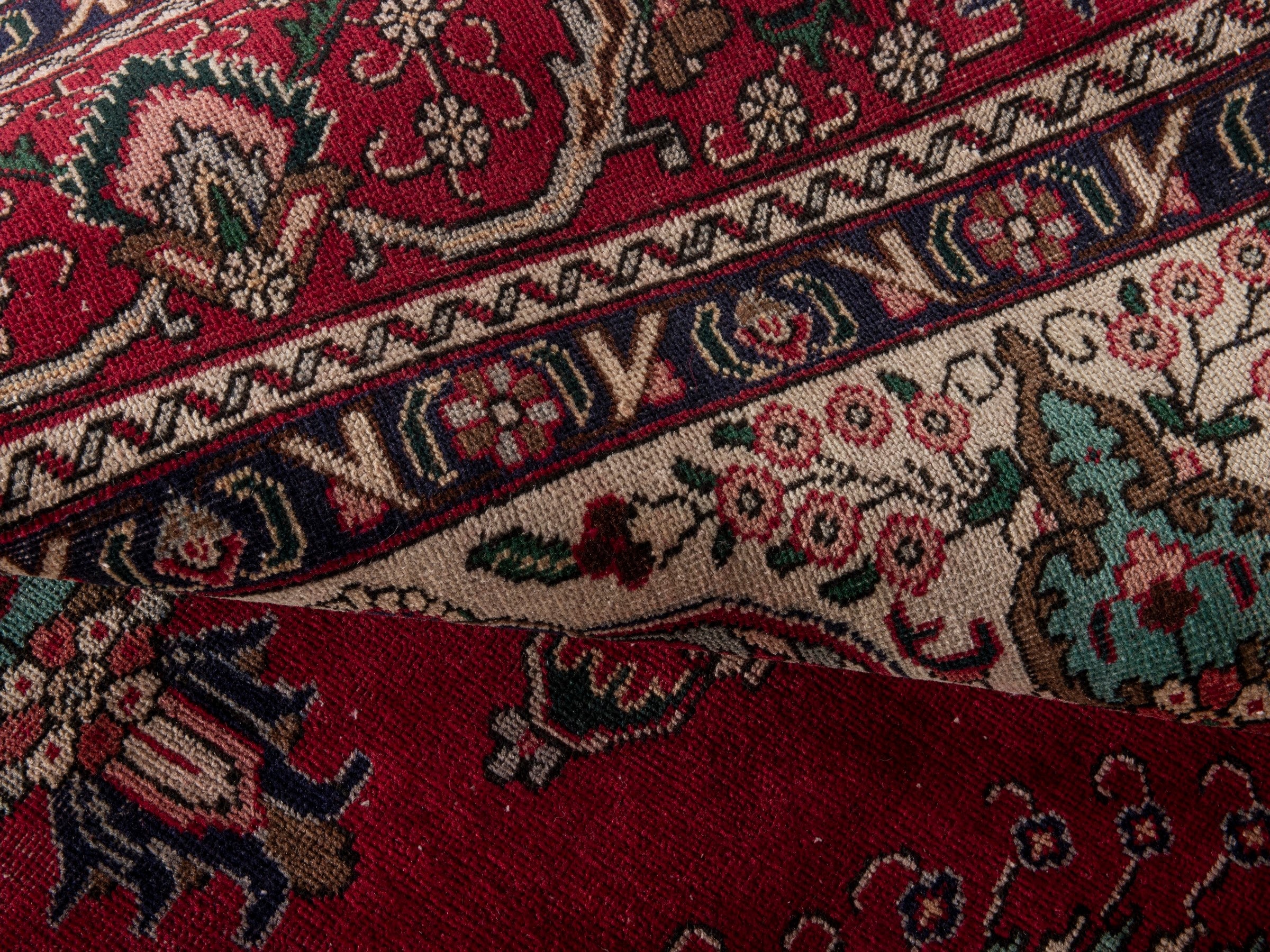 Persian Tabriz oversized rug in deep red and burgundy, view 20 of 21