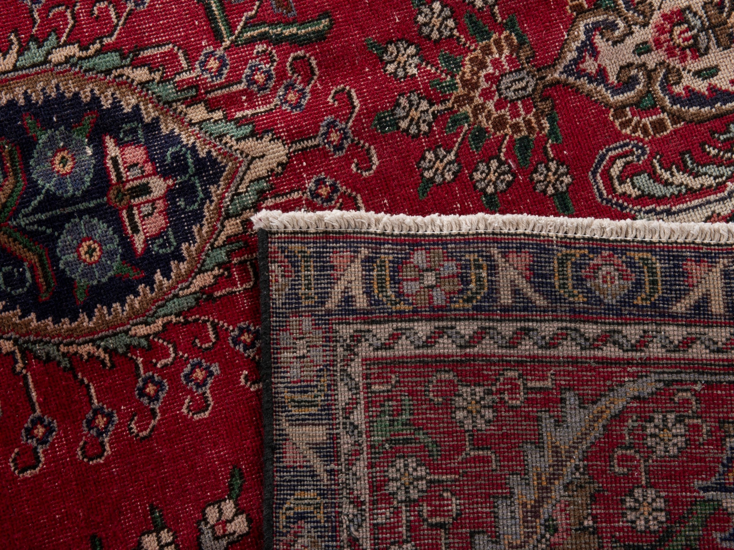 Persian Tabriz oversized rug in deep red and burgundy, view 21 of 21
