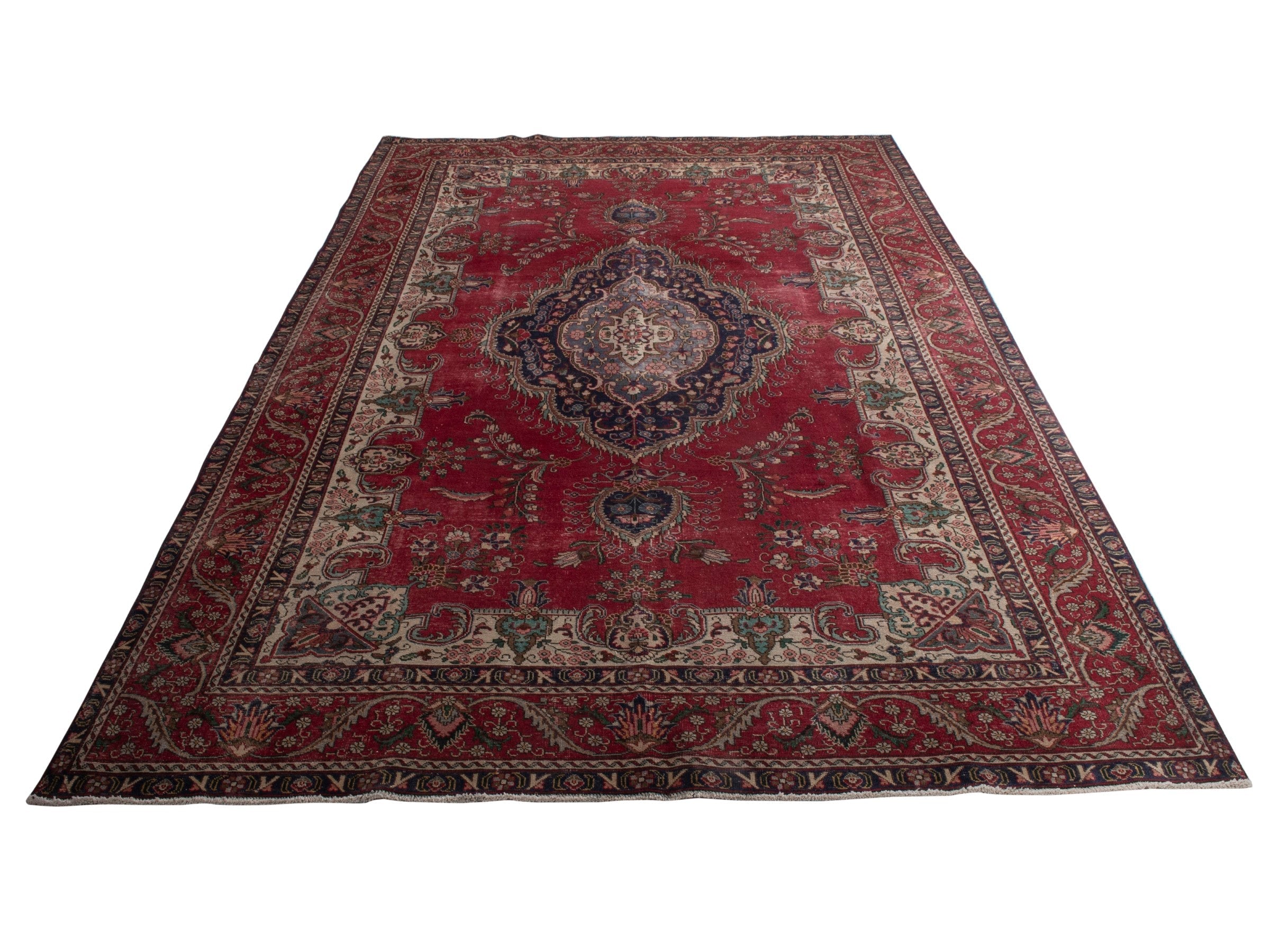 Persian Tabriz oversized rug in deep red and burgundy, view 2 of 21