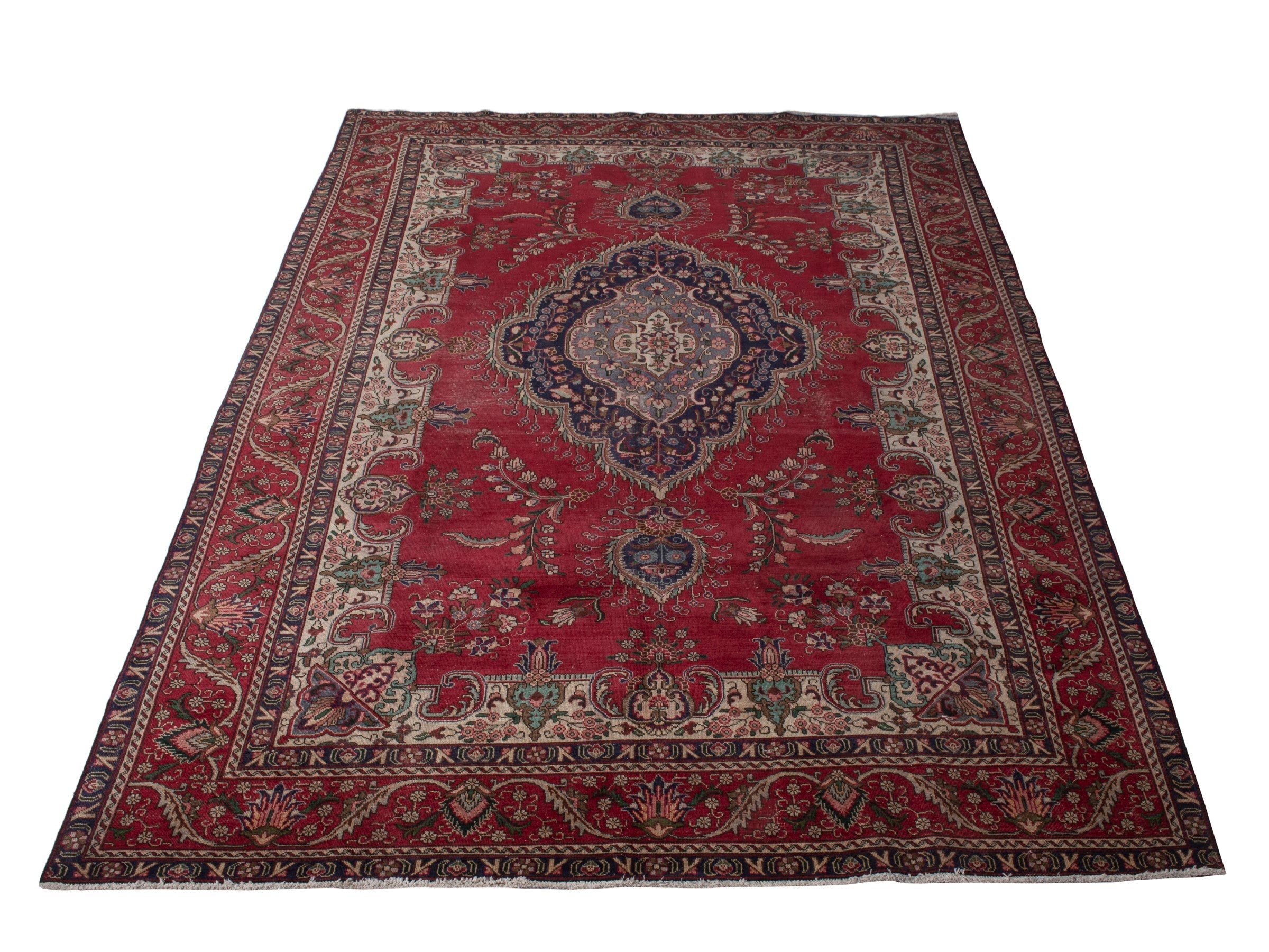 Persian Tabriz oversized rug in deep red and burgundy, view 3 of 21